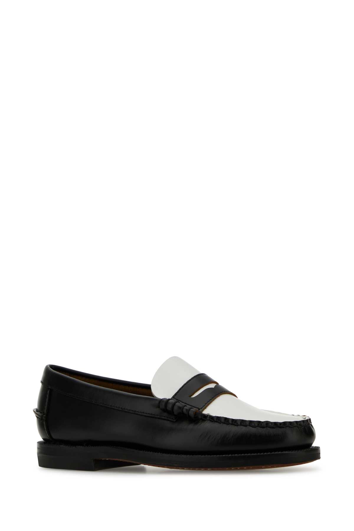 Shop Sebago Two-tone Leather Classic Dan Loafers In Blackwhite