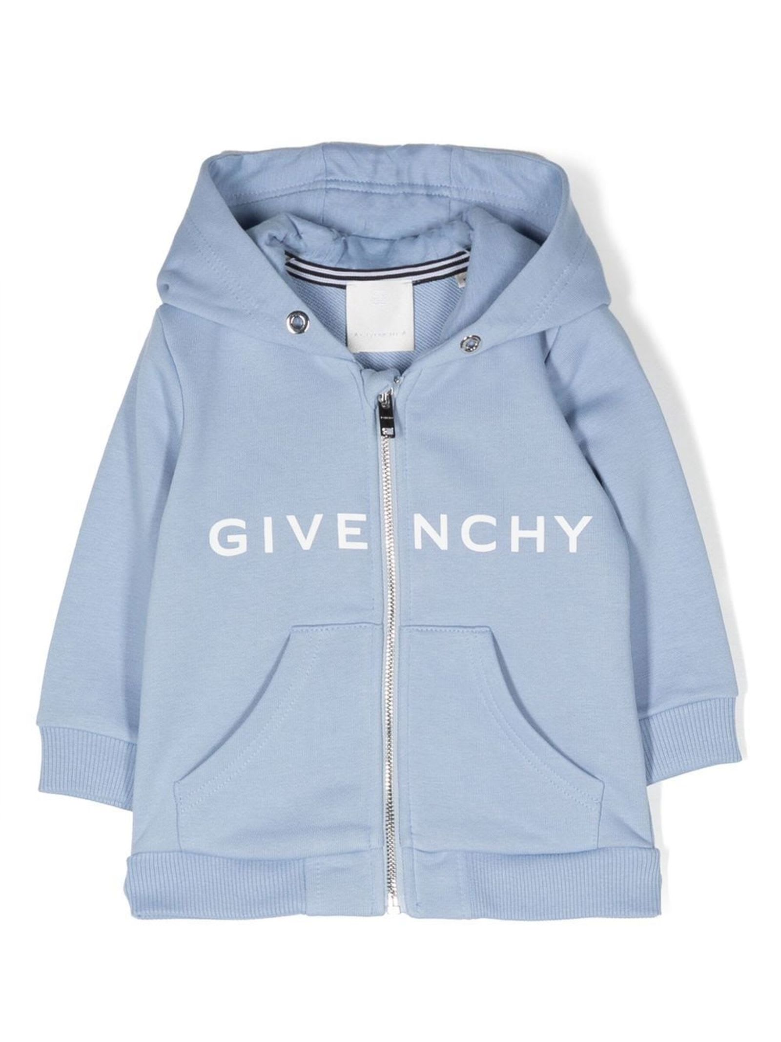 GIVENCHY LIGHT BLUE COTTON HOODIE