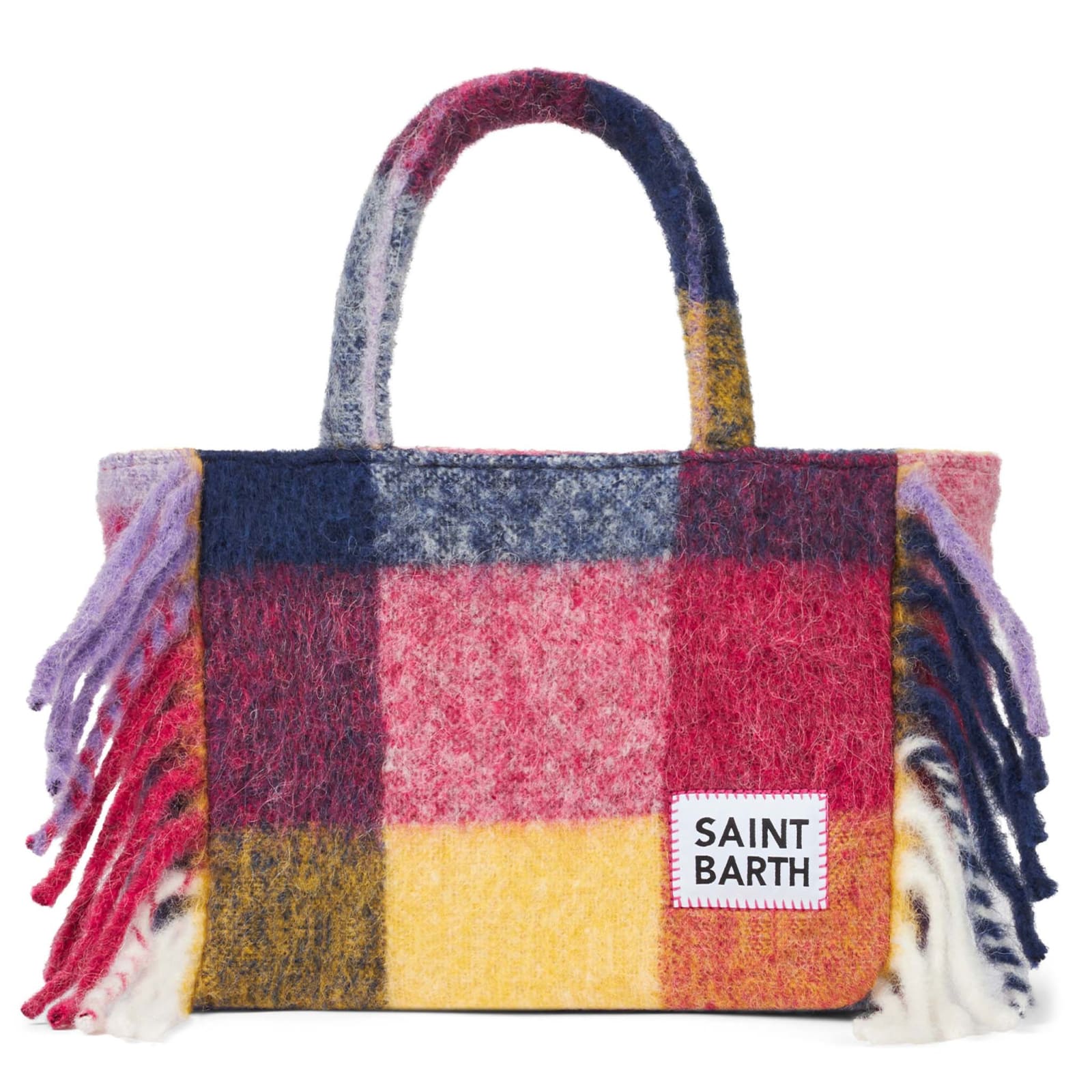 Mc2 Saint Barth Colette Blanket Handbag With Check Print In Multicolor