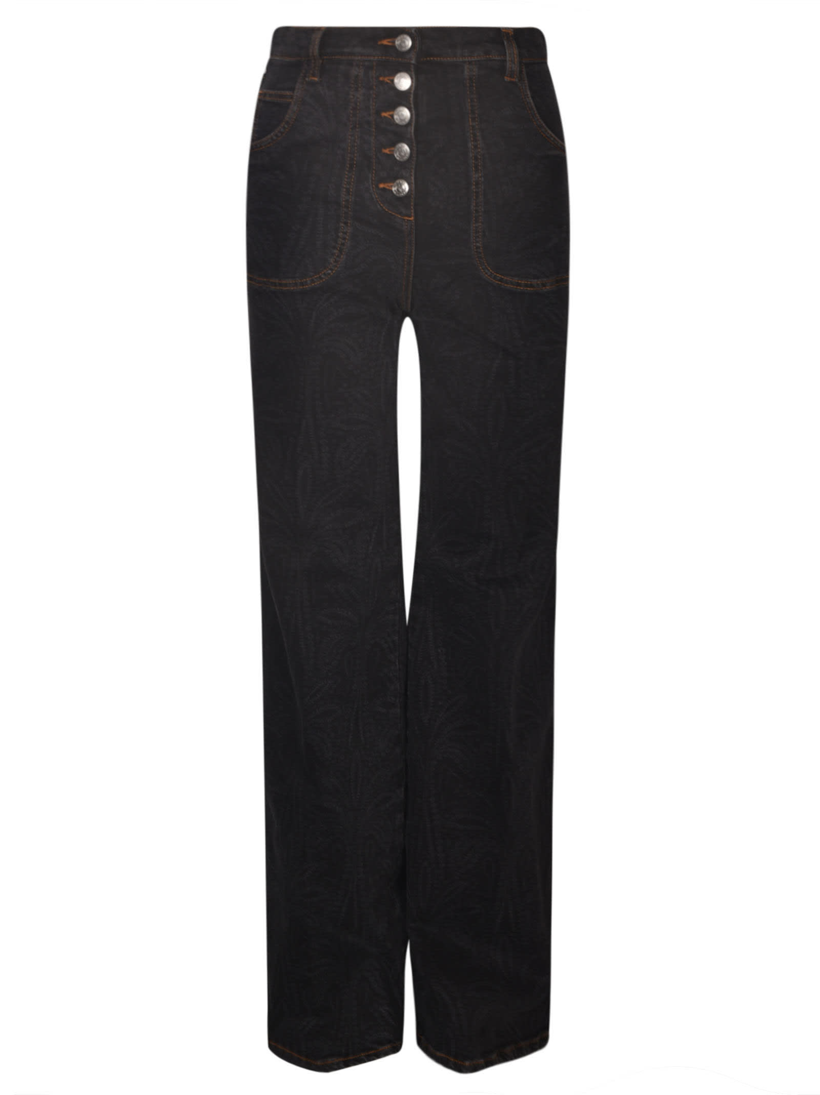 Etro Straight Leg 5 Buttons Jeans In Anthracite