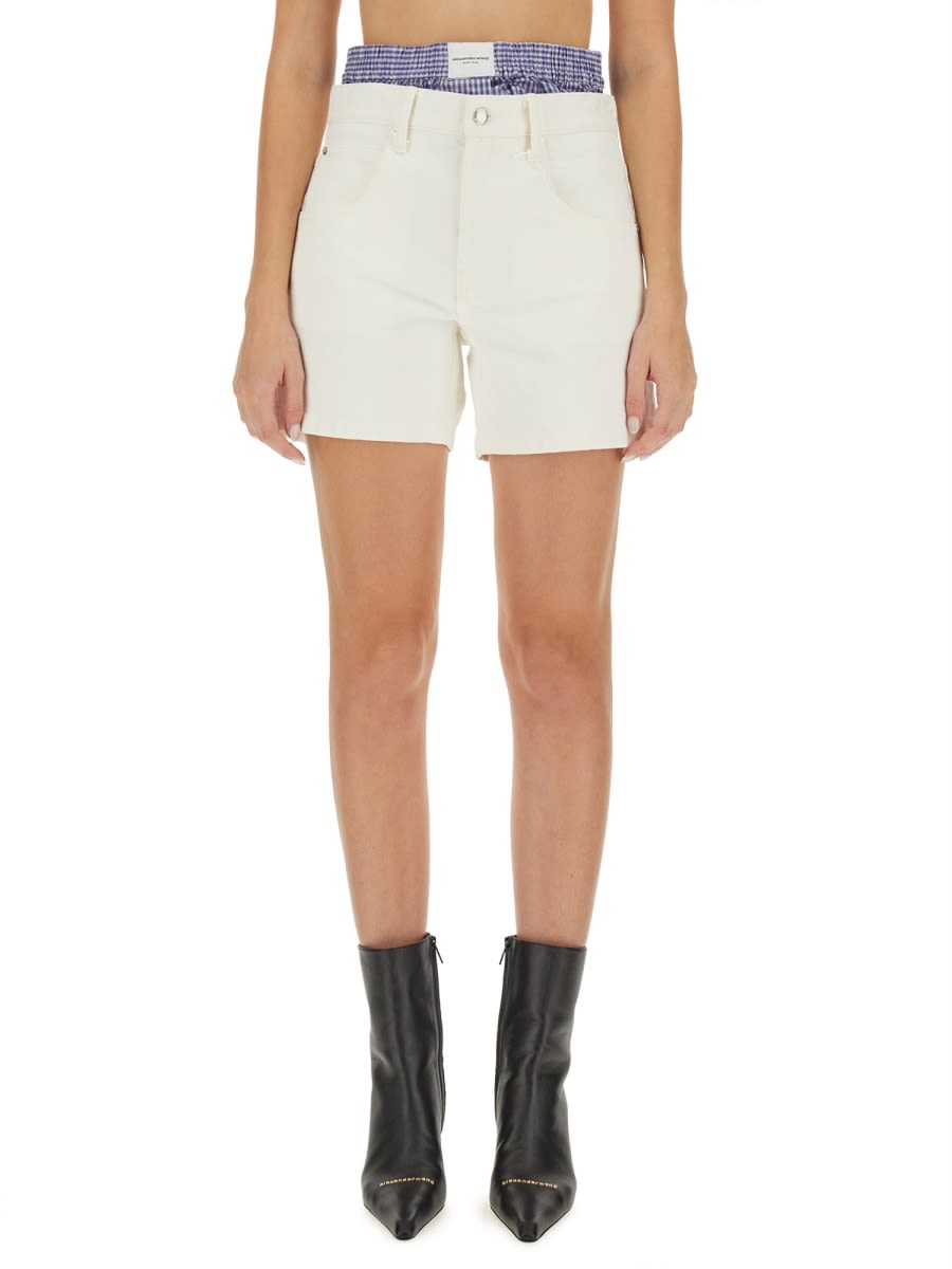 Shop Alexander Wang High-waisted Boxer Shorts In White