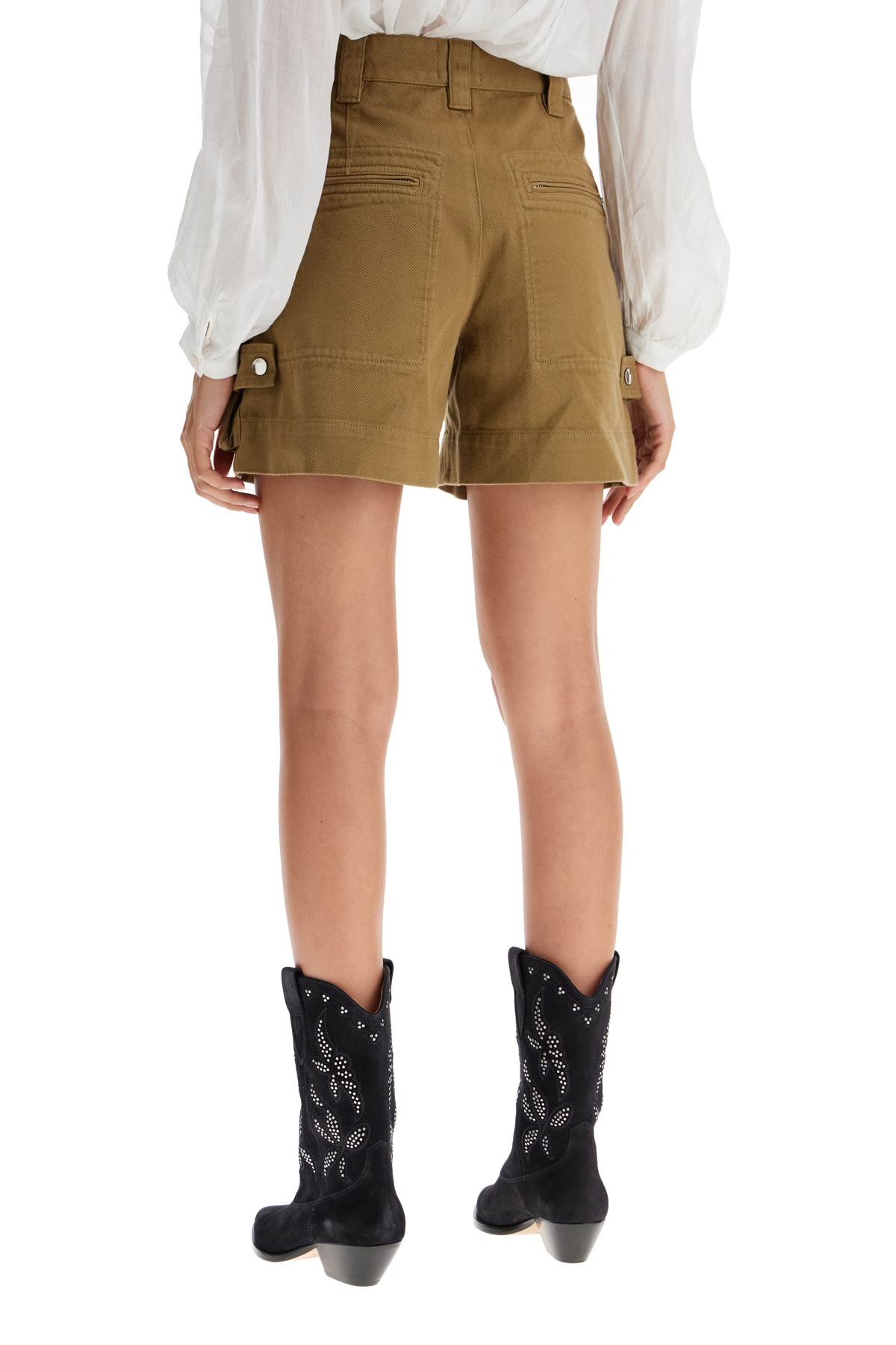 Shop Marant Etoile Denim Jemmy Shorts In Khaki (khaki)