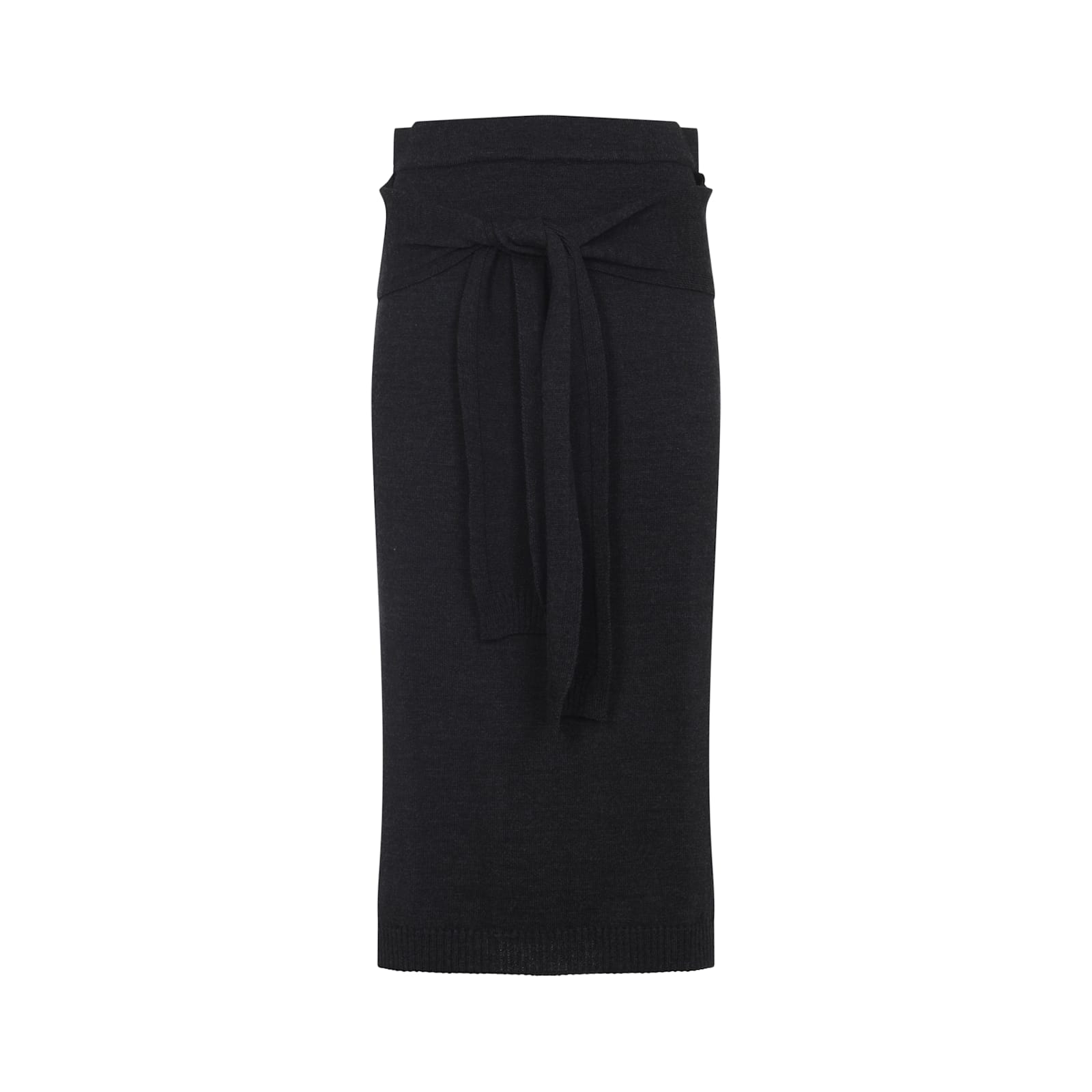 Lemaire Tie-around Ribbed Midi Skirt In Black