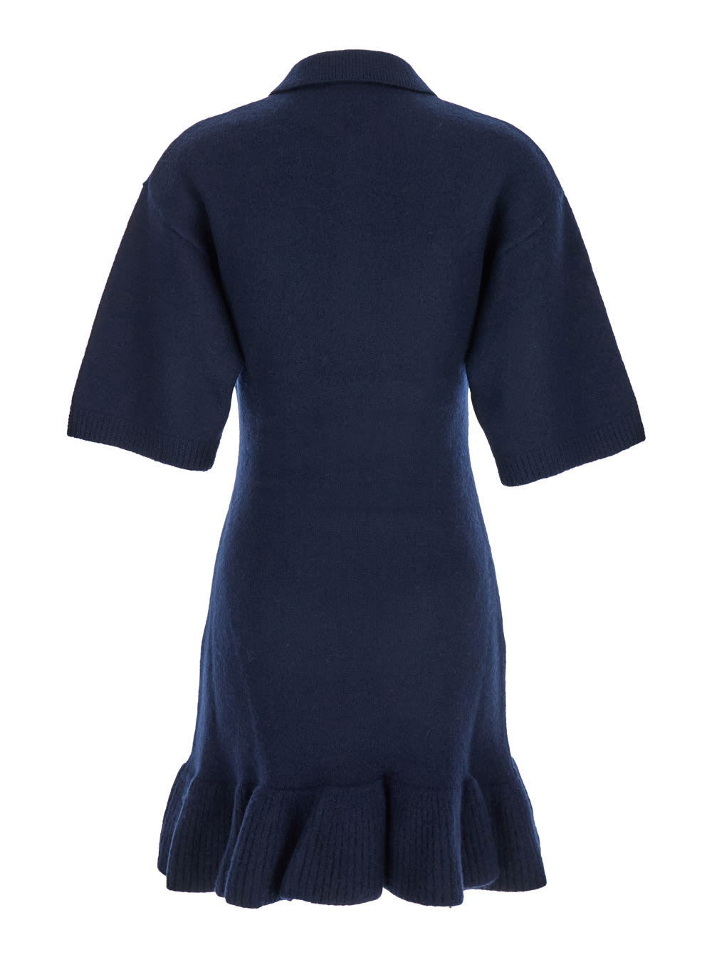 Shop Ganni Boiled Wool Mini Dress In Blu