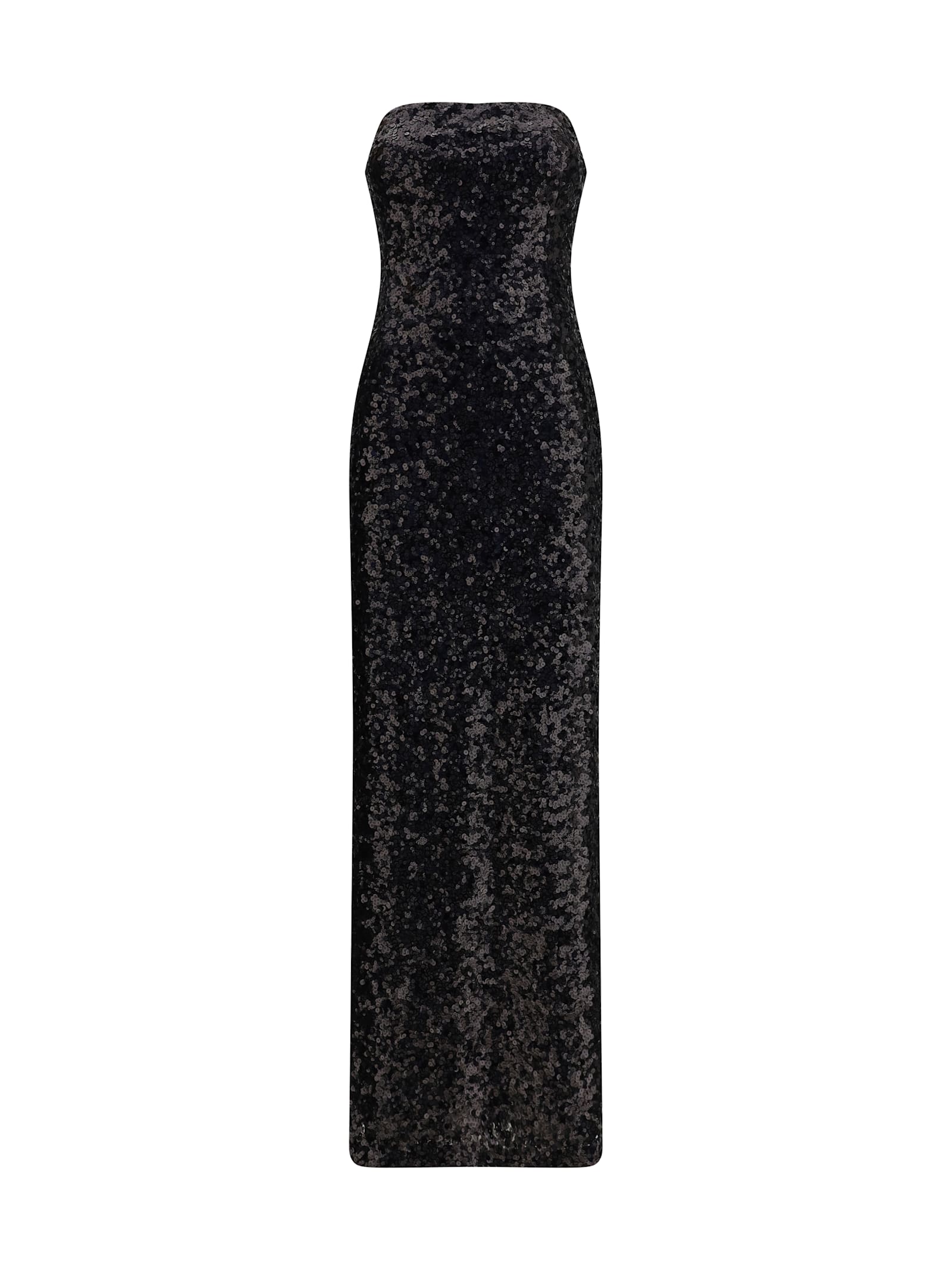 Pinko Nintendos Black Stretch Tulle Embroidered Dress With Sequins In Black