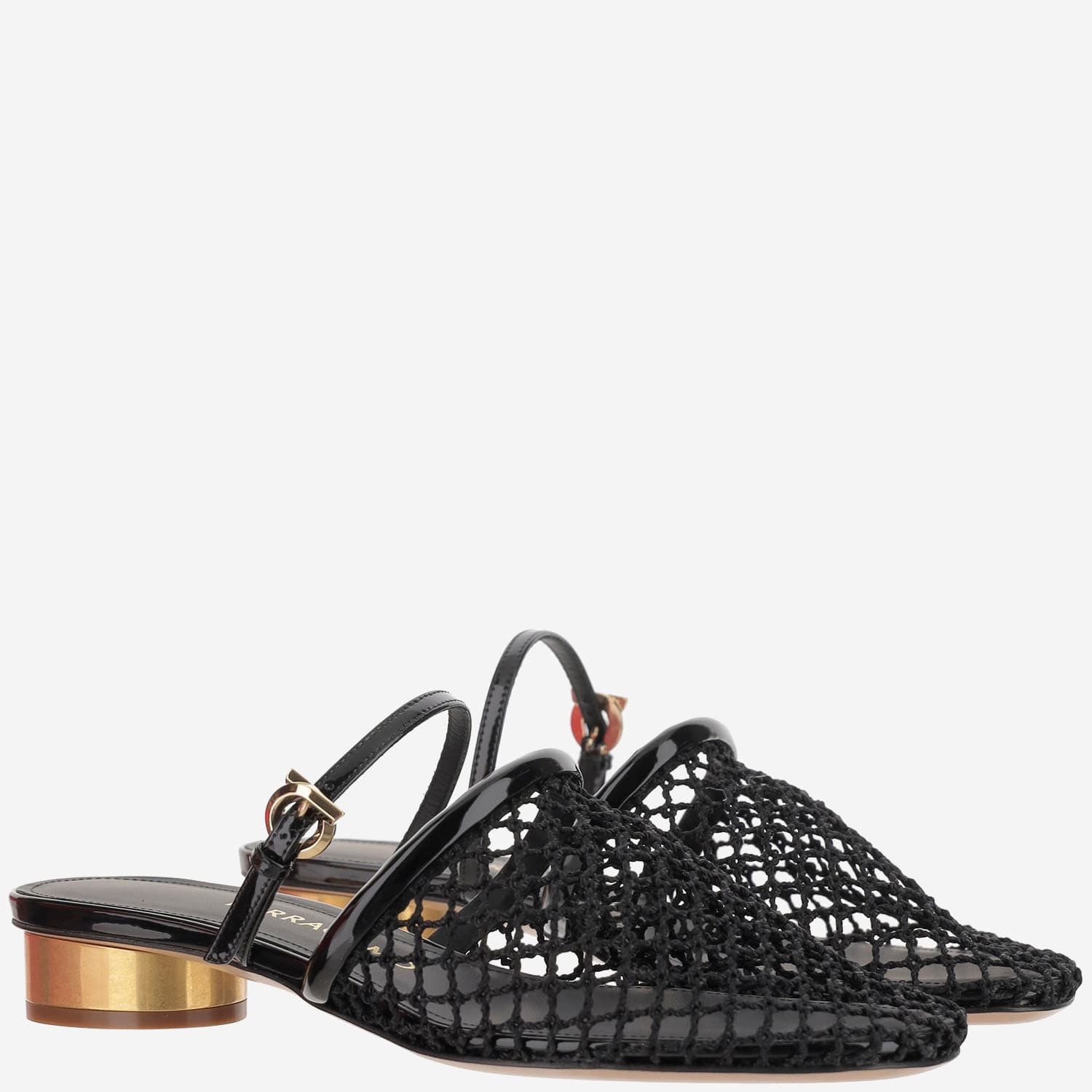 Ferragamo 40mm Mesh Mules In Black