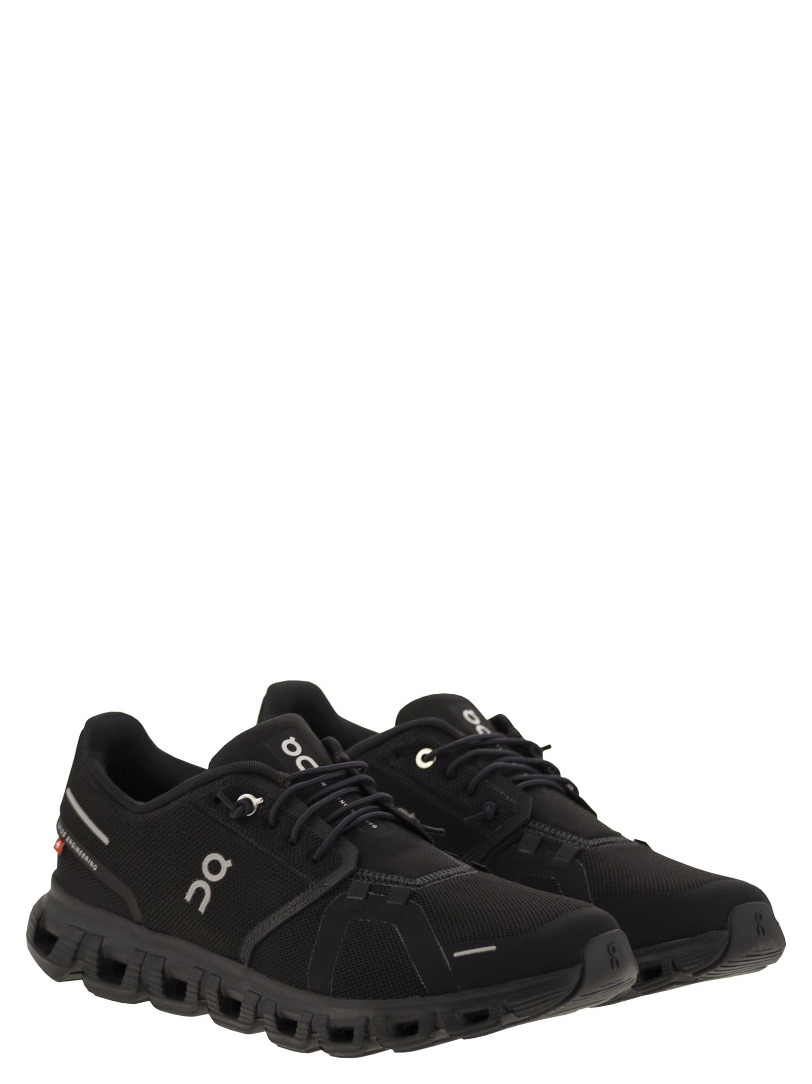 On Cloud 6 Wp Rubber-trimmed Stretch-knit Slip- Sneakers In Black