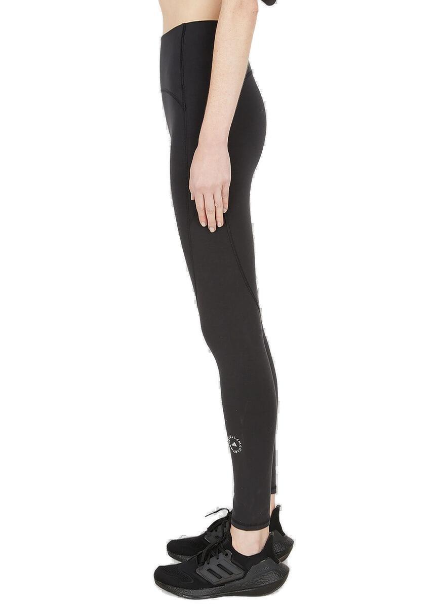 Shop Adidas By Stella Mccartney Logo Printed Cropped Leggings In Black