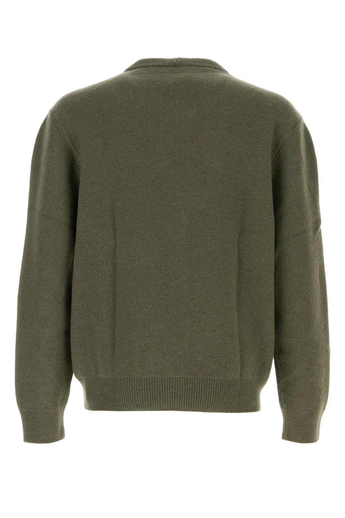 Shop Lemaire Army Green Wool Sweater