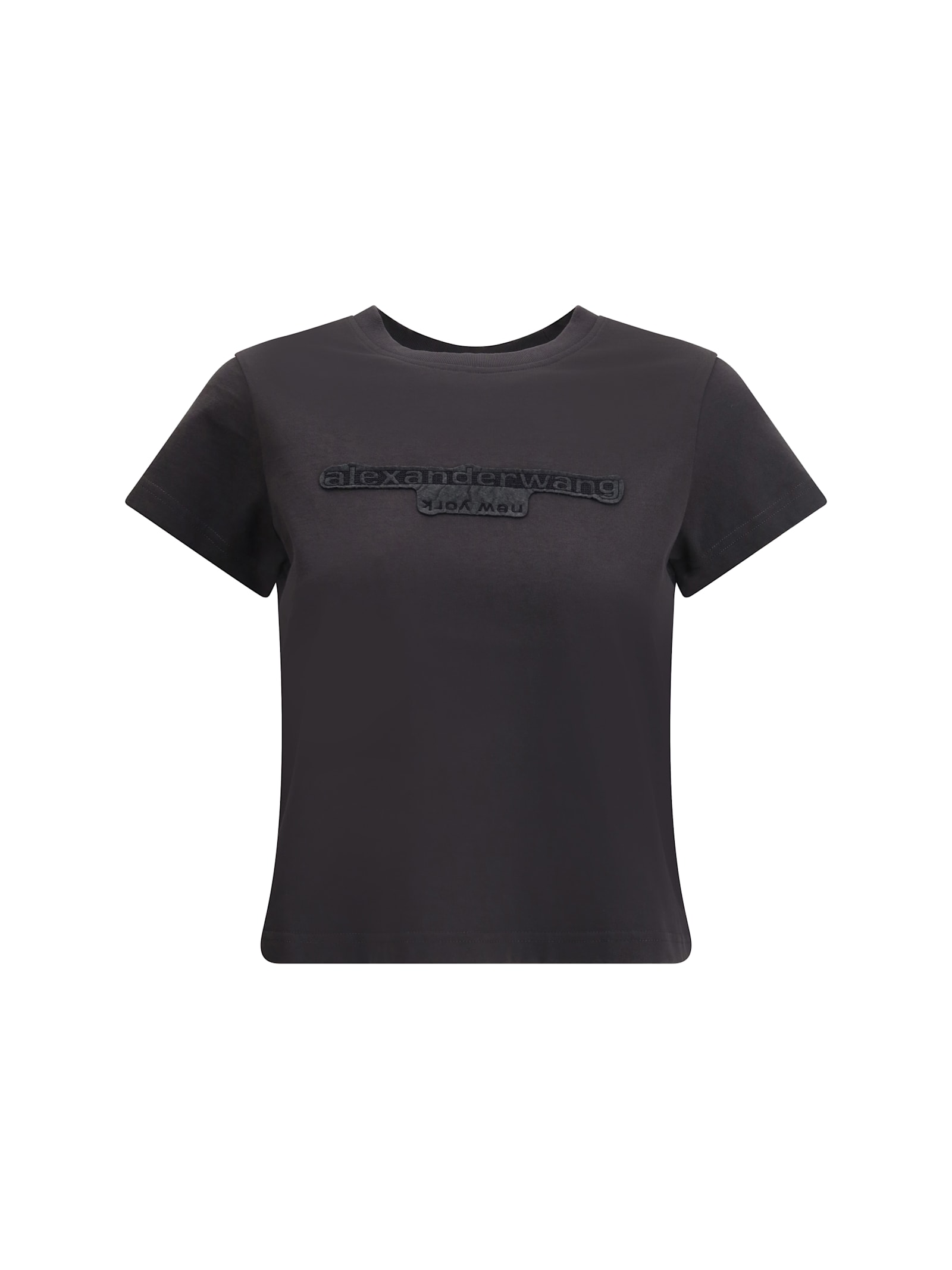 Alexander Wang Reverse Embroidery Logo Washed Jersey T-shirt Clothing In Gray