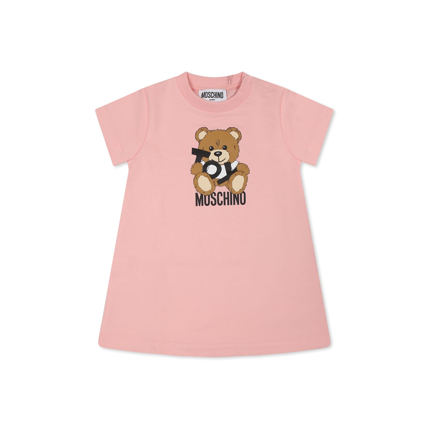Moschino Pink Dress For Baby Girl With Teddy Bear In Pink