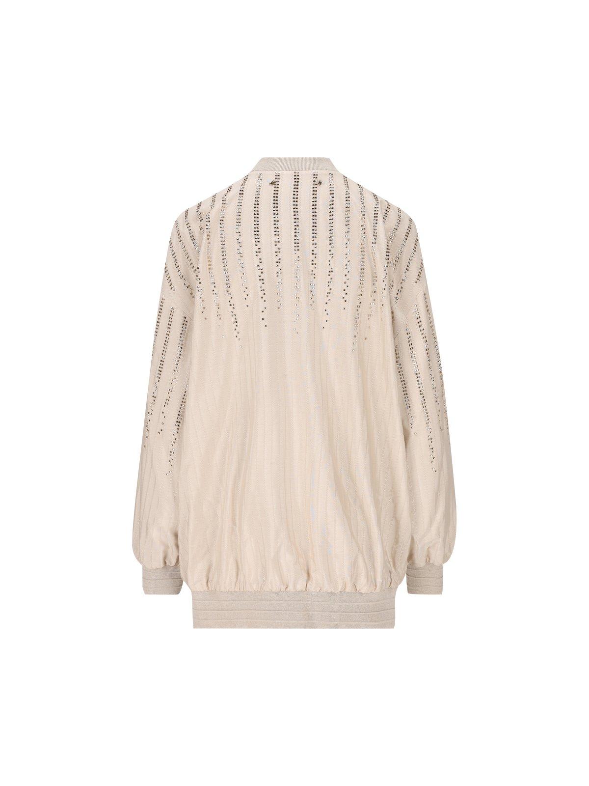 Shop Golden Goose Embellished V-neck Jacket In White