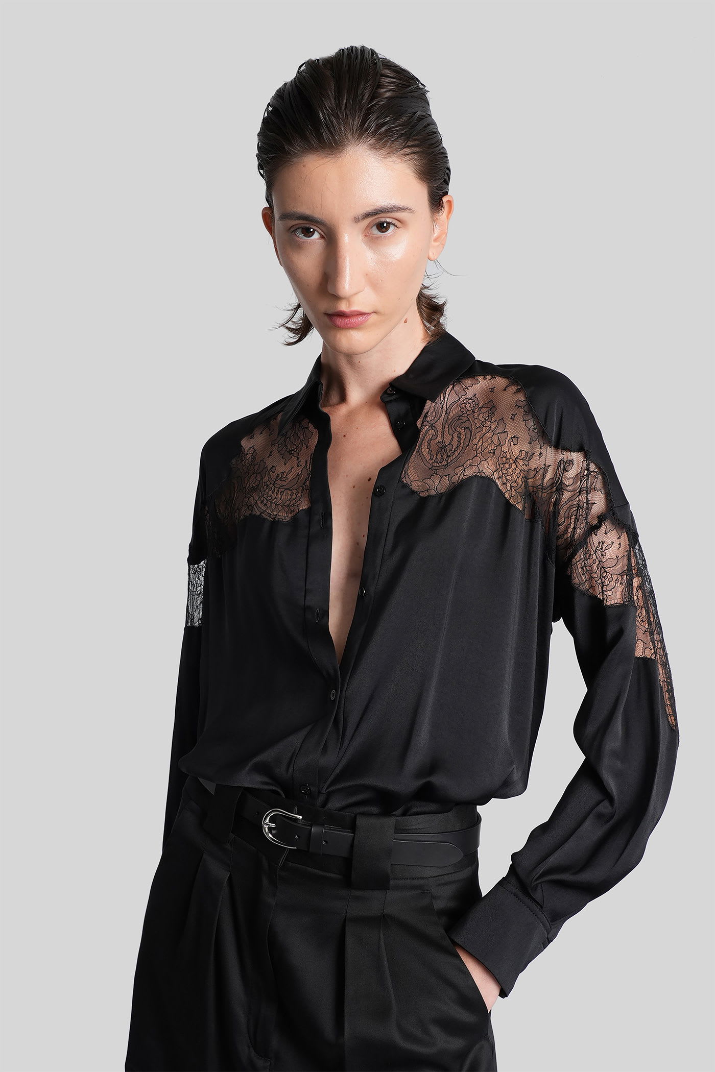 Iro Baslan Shirt In Black Polyester In Black