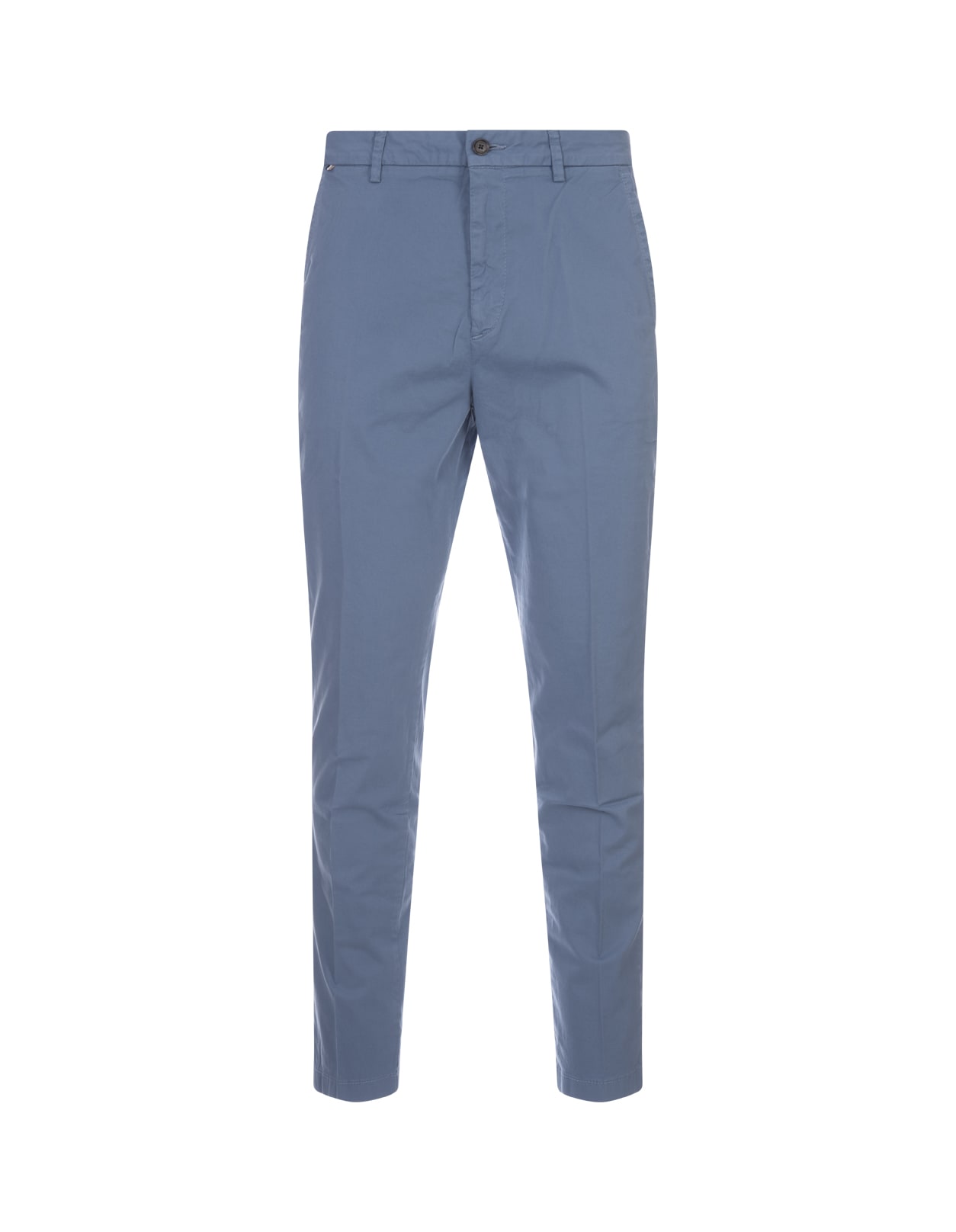 Slim Fit Chino Trousers In Dust Blue Stretch Gabardine