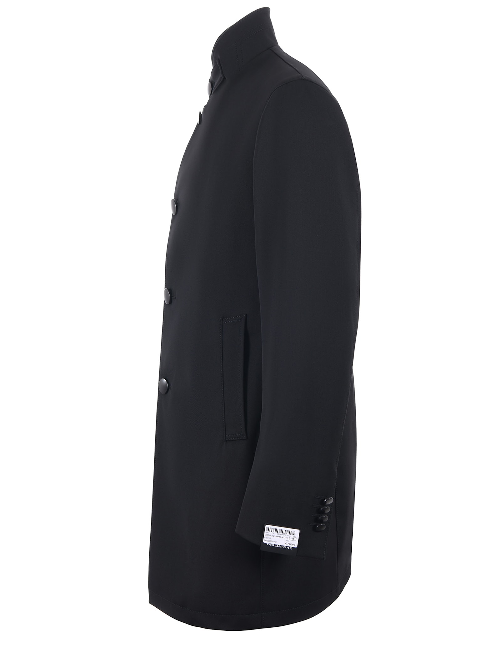 Shop Tagliatore Coat Stretch Techno-wool In Black