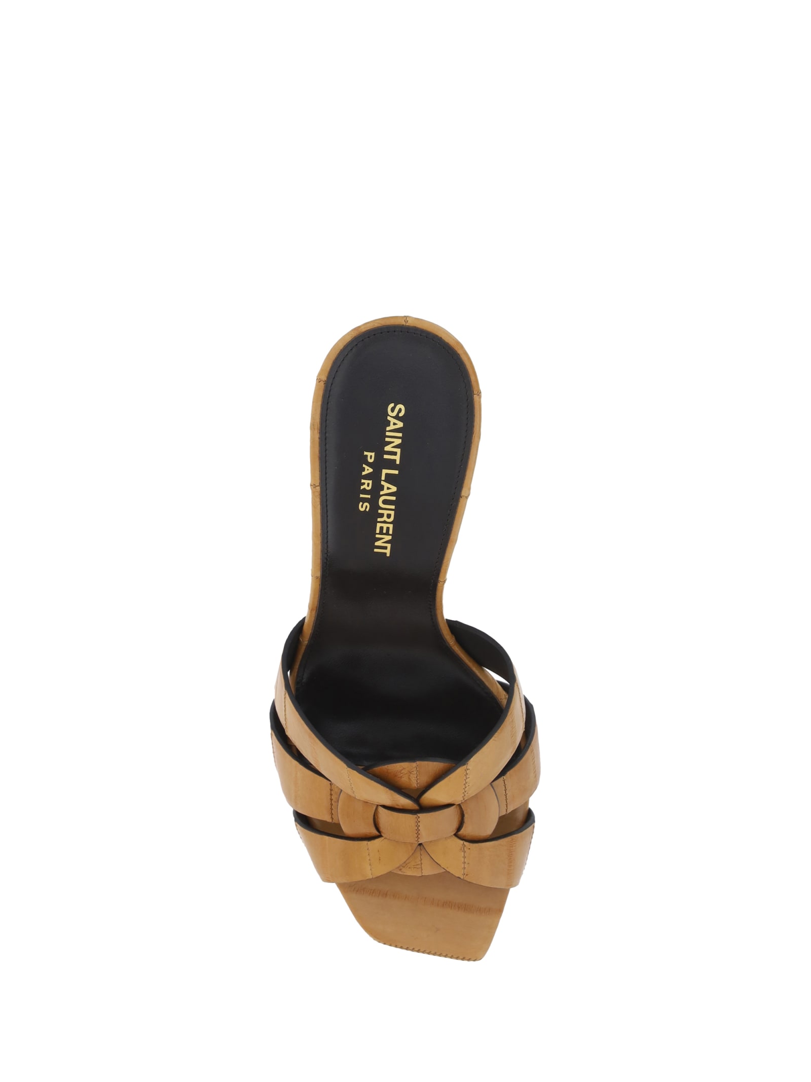 Saint Laurent Tribute Mule Sandal In Brave Beige