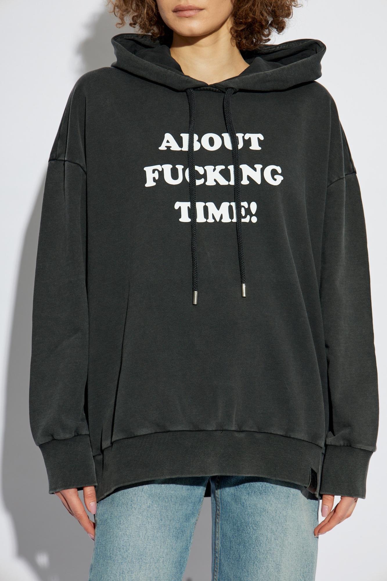 Stella Mccartney About Fucking Time! Hoodie In Washed Black