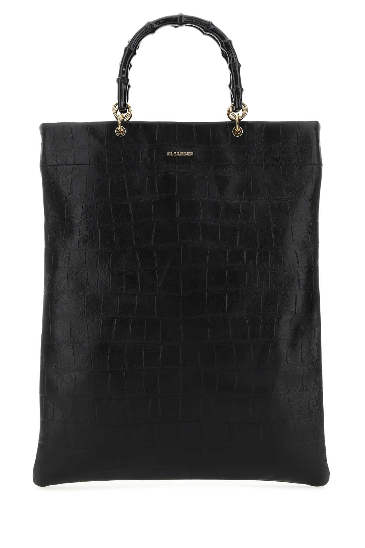 Black Leather Medium Shopping Bag