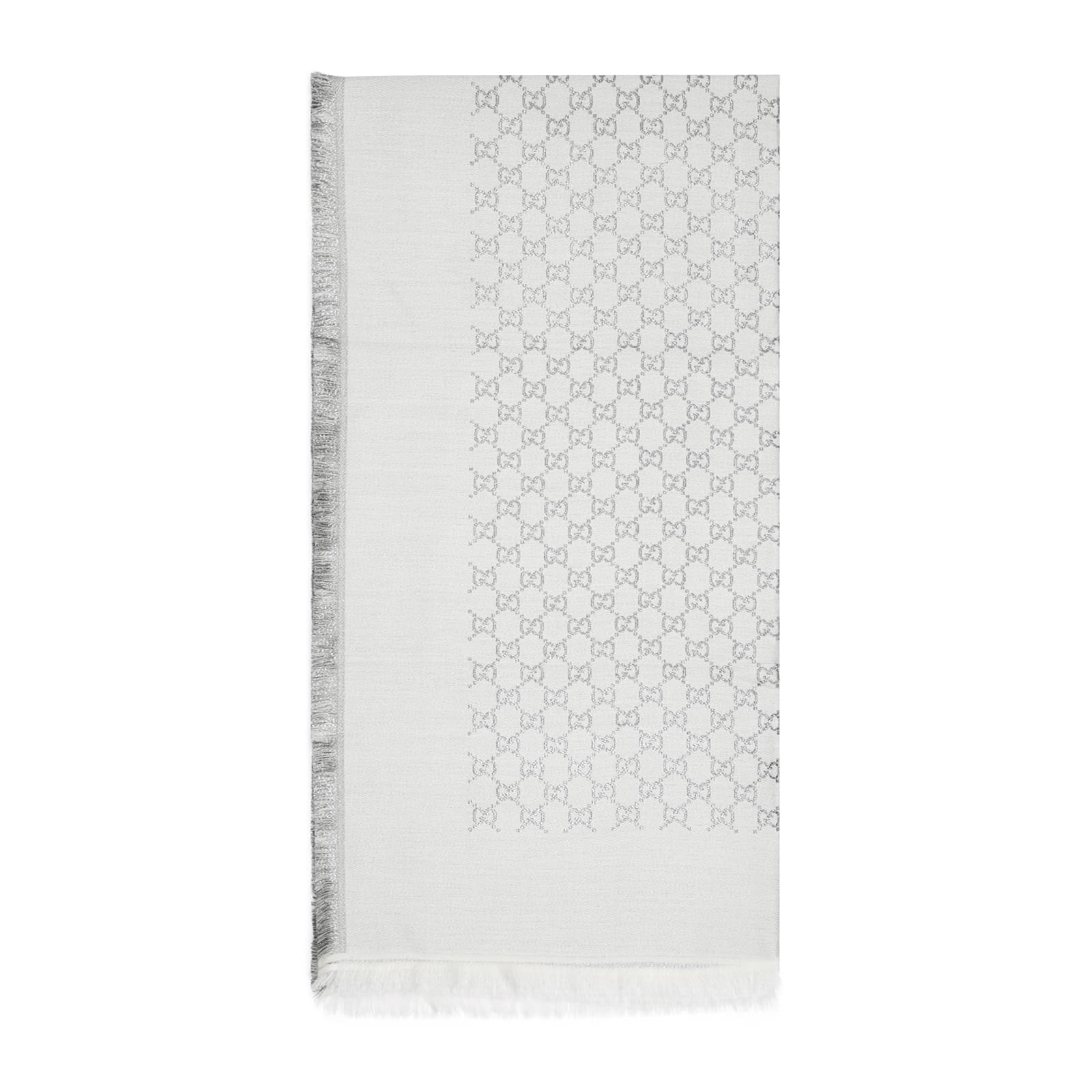 Gucci Rectangular Scarf With Interlocking Pattern In White