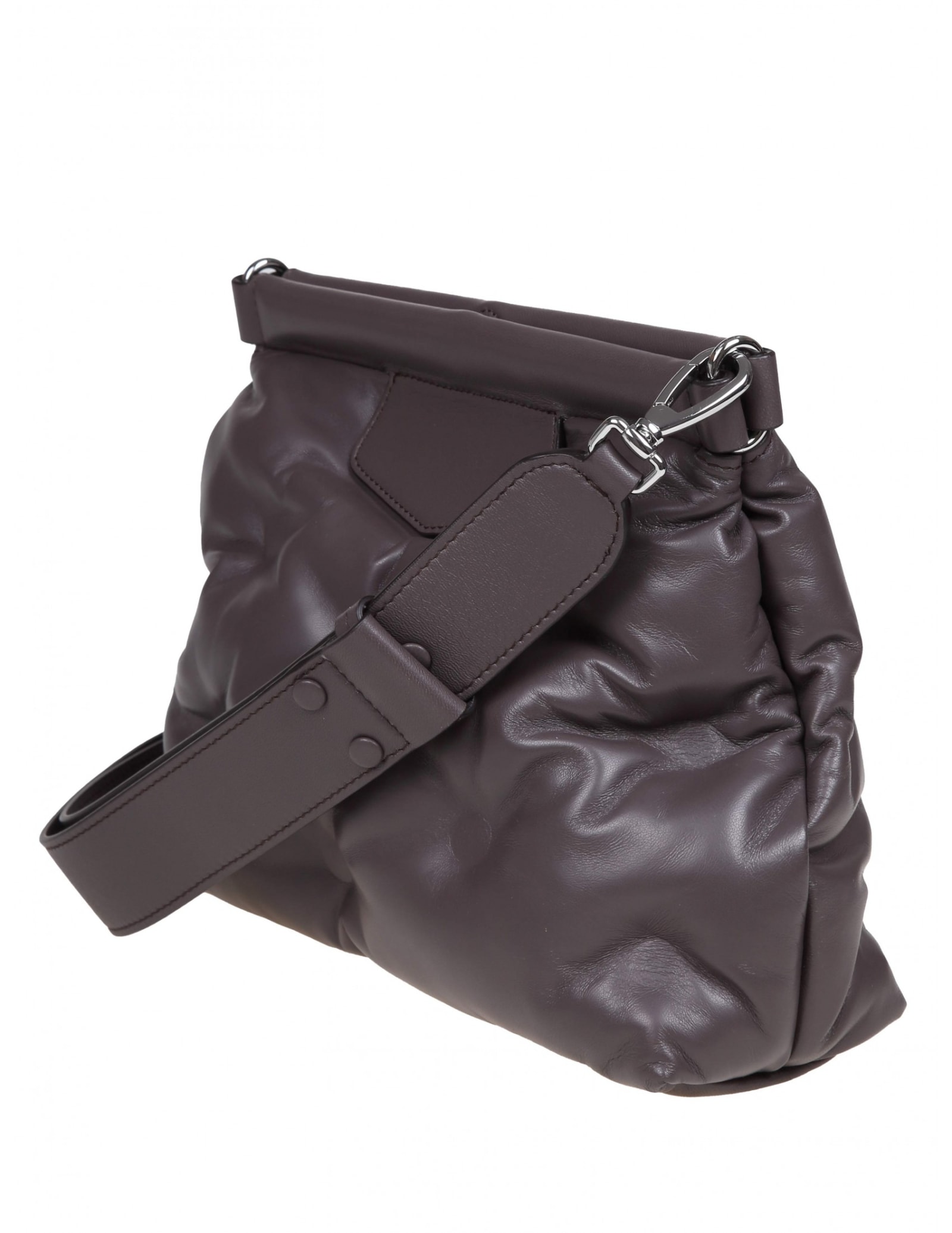 Shop Maison Margiela Shoulder Bag In Matelasse Leather Color Brown