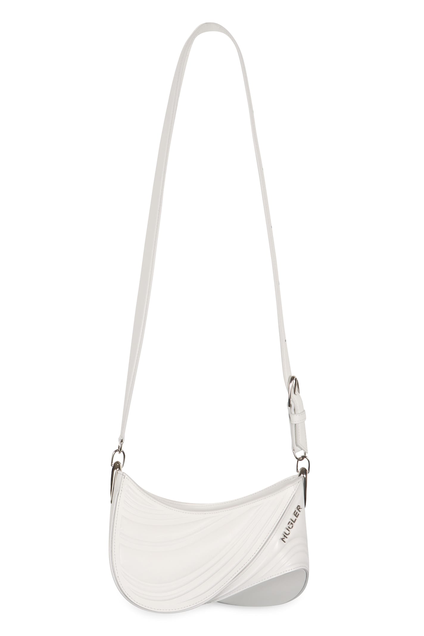 Mugler Medium Spiral Curve 01 Crossbody Bag In White
