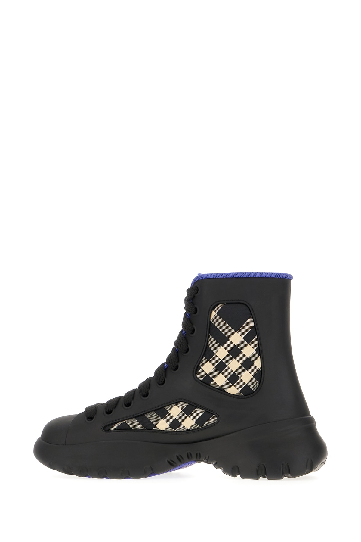 Shop Burberry Black Rubber Boots In Black Ip Chk