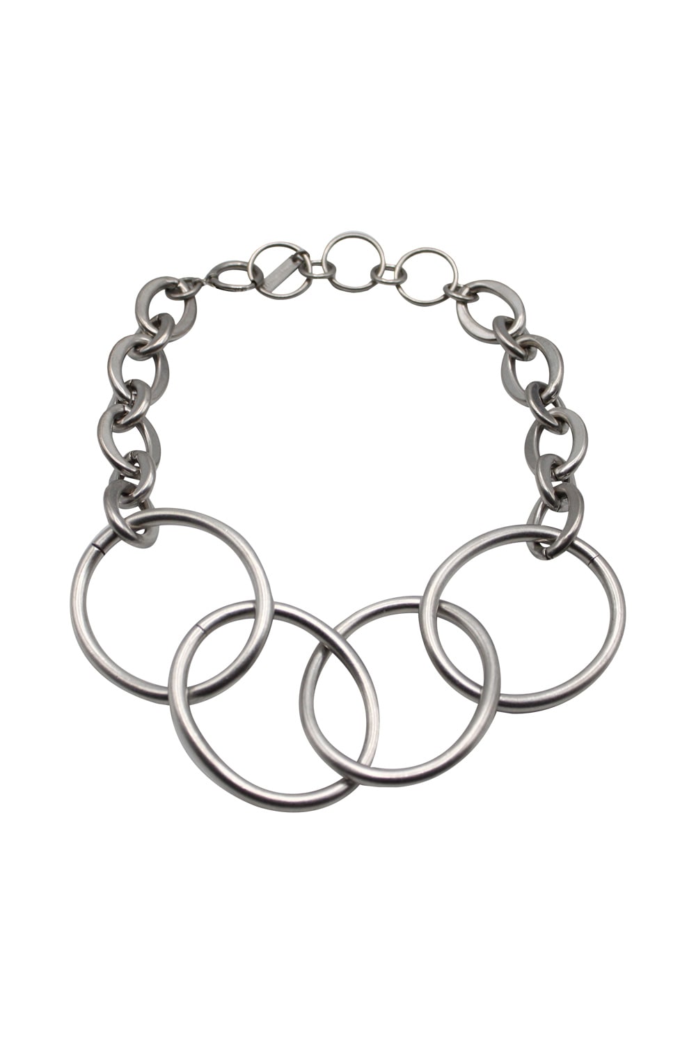 Shop Junya Watanabe Four Ring Chain Link Necklace In Silver