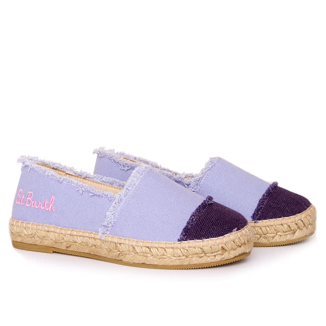 Lilac Canvas Espadrillas With Embroidery