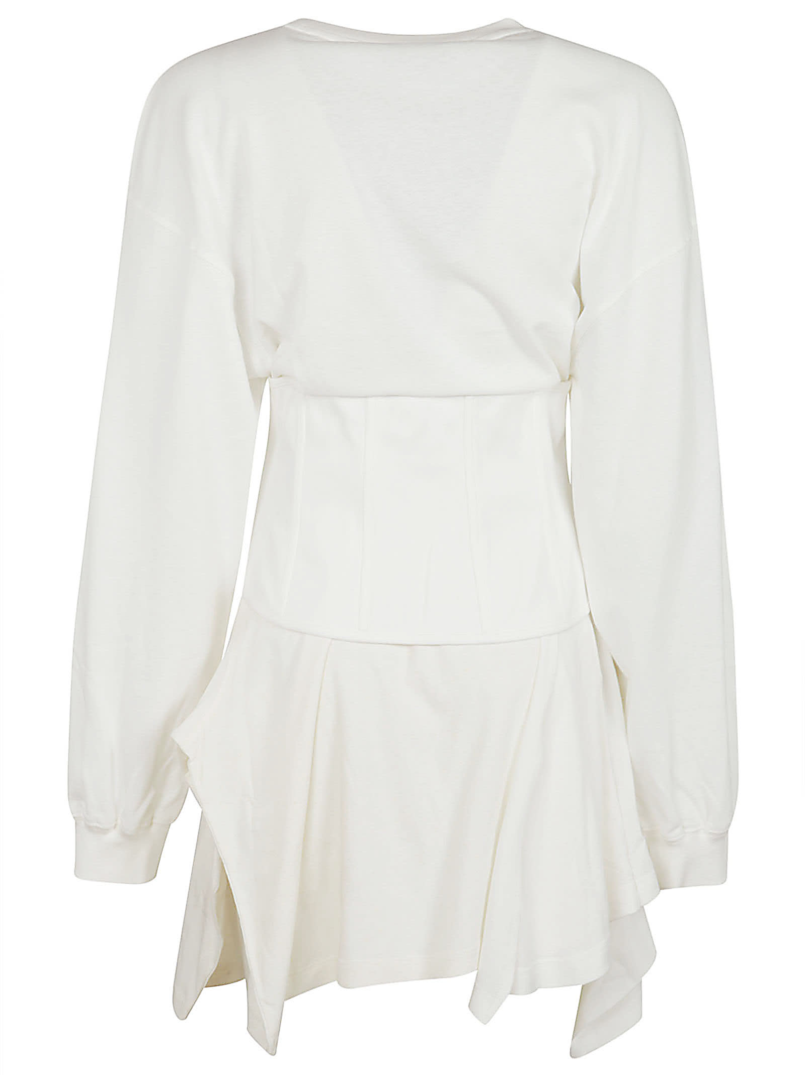 Shop Acne Studios Round Neck Asymmetric Ribbed Dress In White