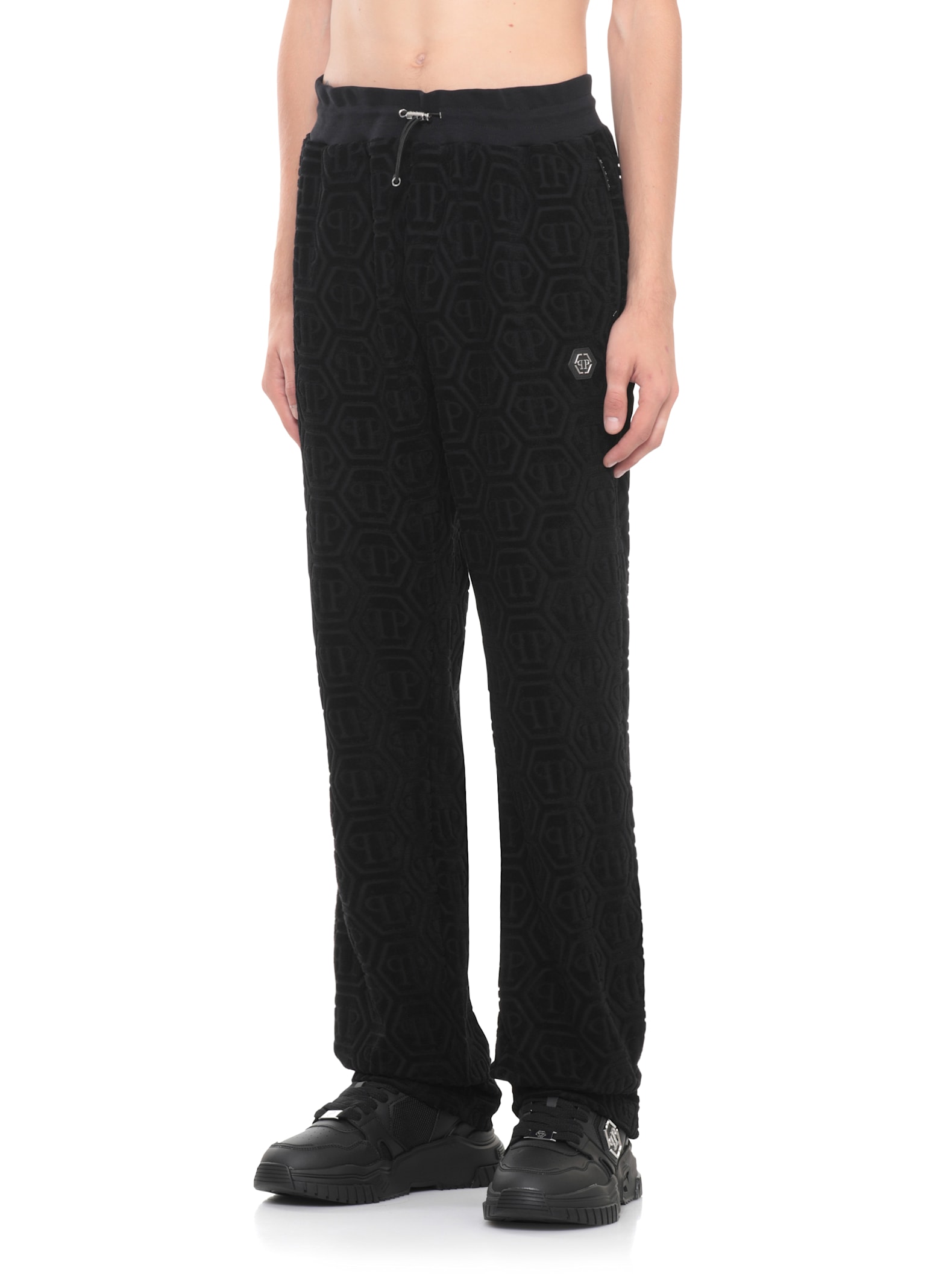 Philipp Plein Pants With Monogram In Black