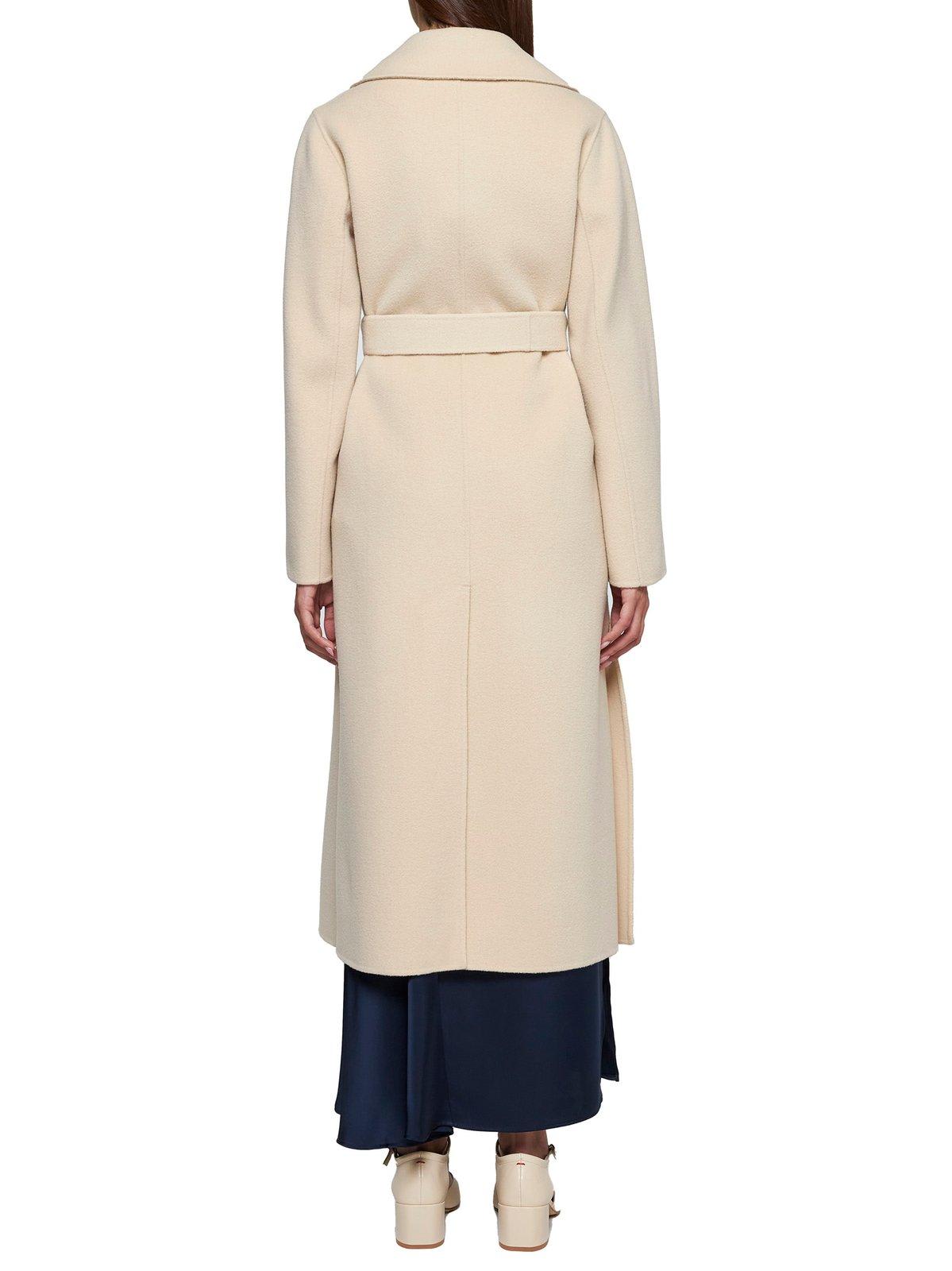 Weekend Max Mara Belted Long-sleeved Coat In Sabbia