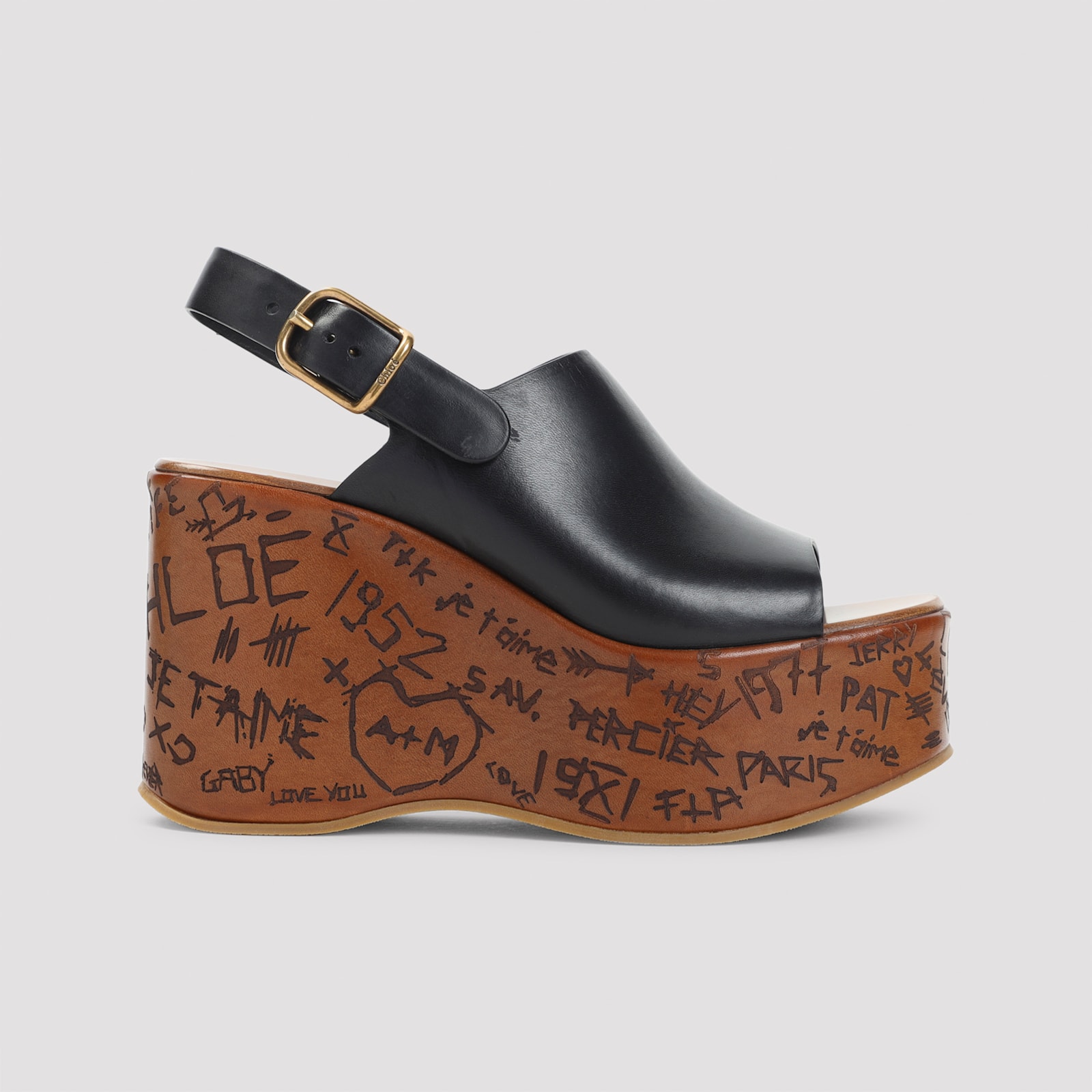 Chloé Maxime Wedge Sandals In Black