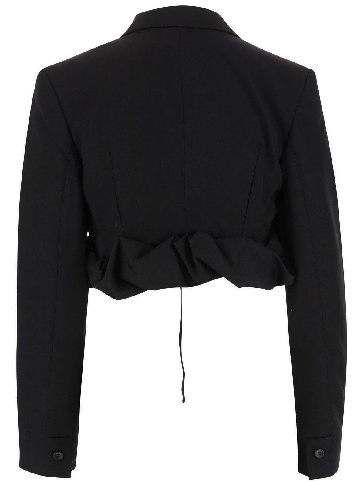 Shop Jacquemus La Veste Croissant Long-sleeved Cropped Blazer In Black
