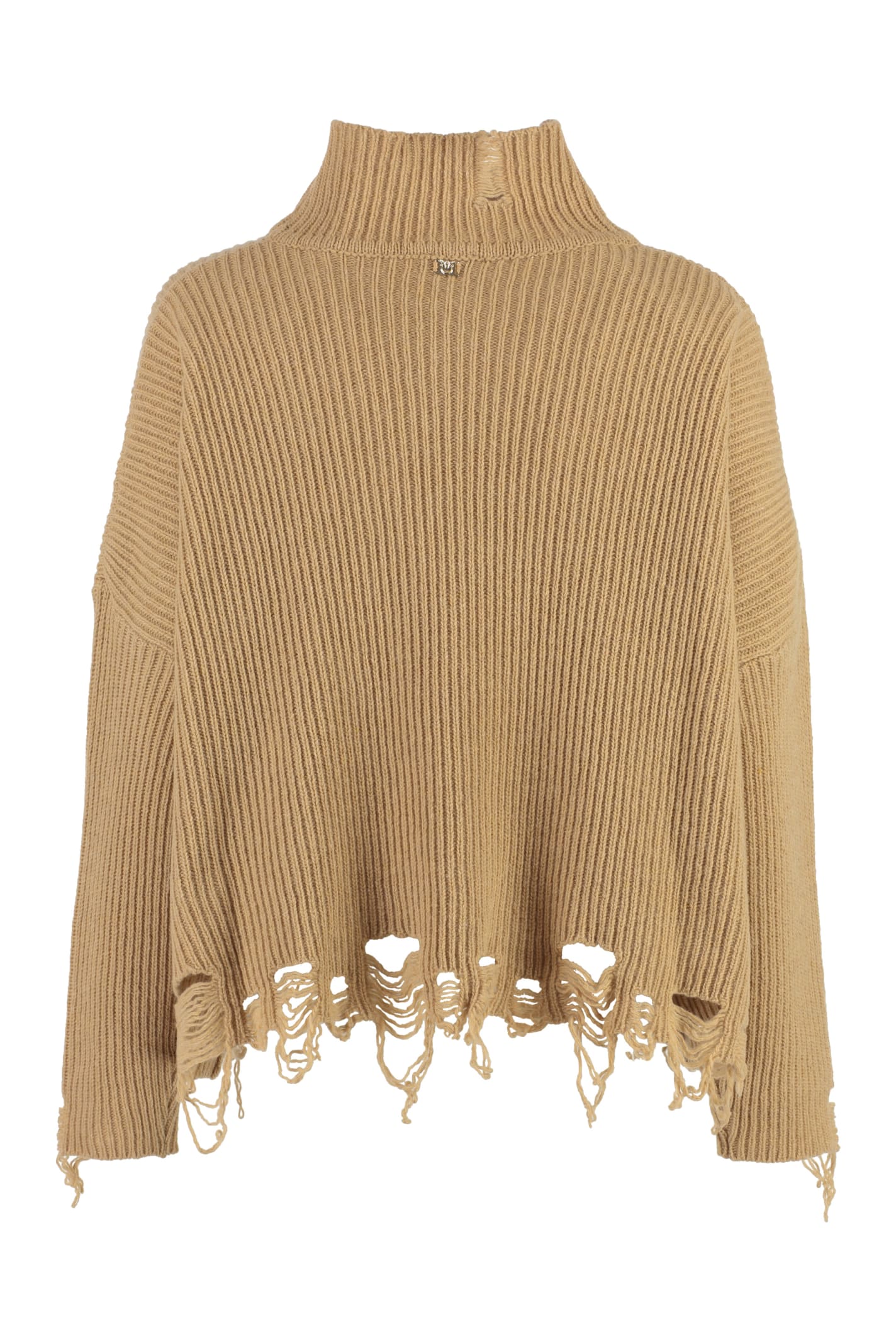 Shop Pinko Chitone Turtleneck Sweater In Beige