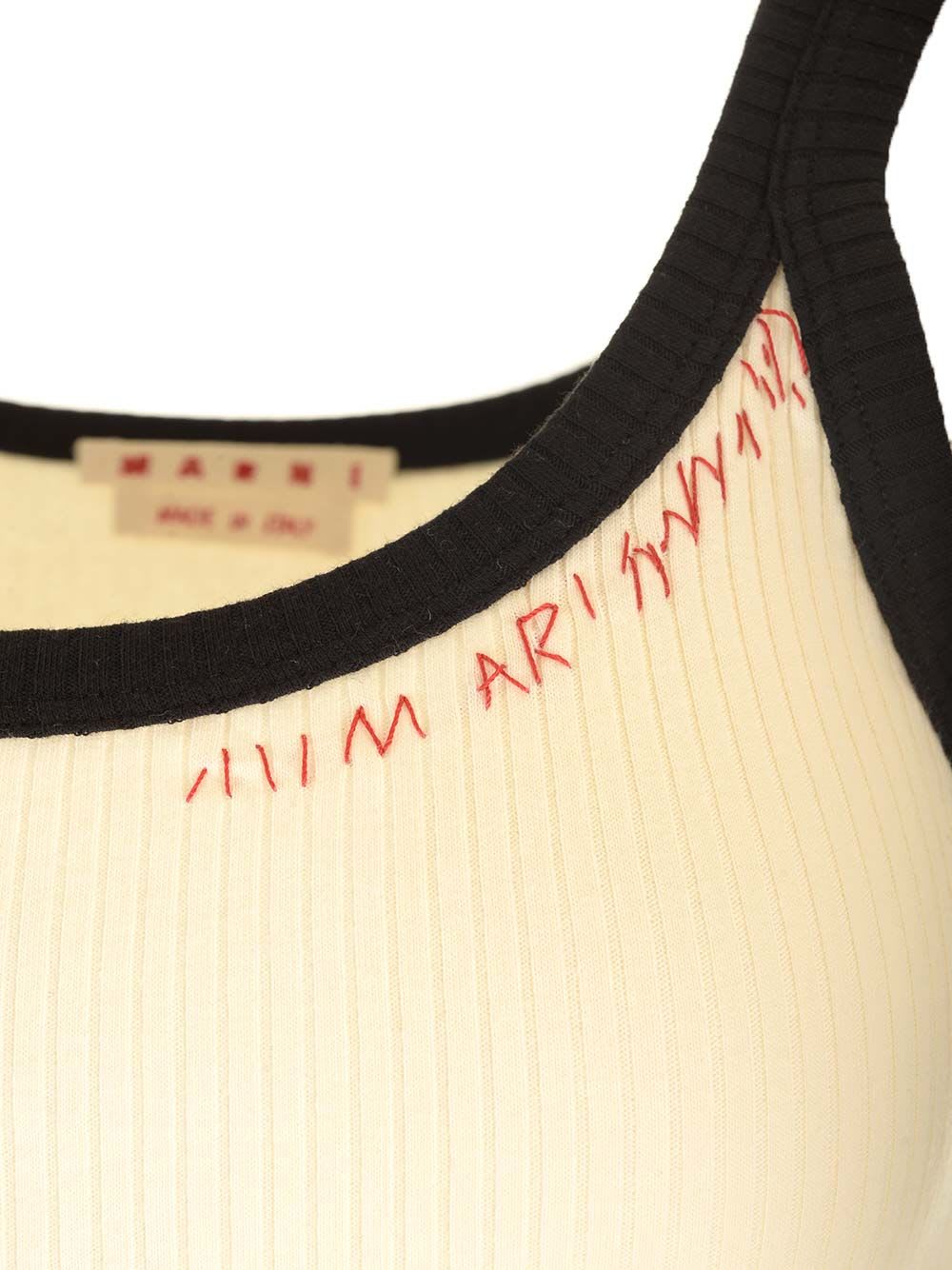 Shop Marni Ribbed Tank Top In White