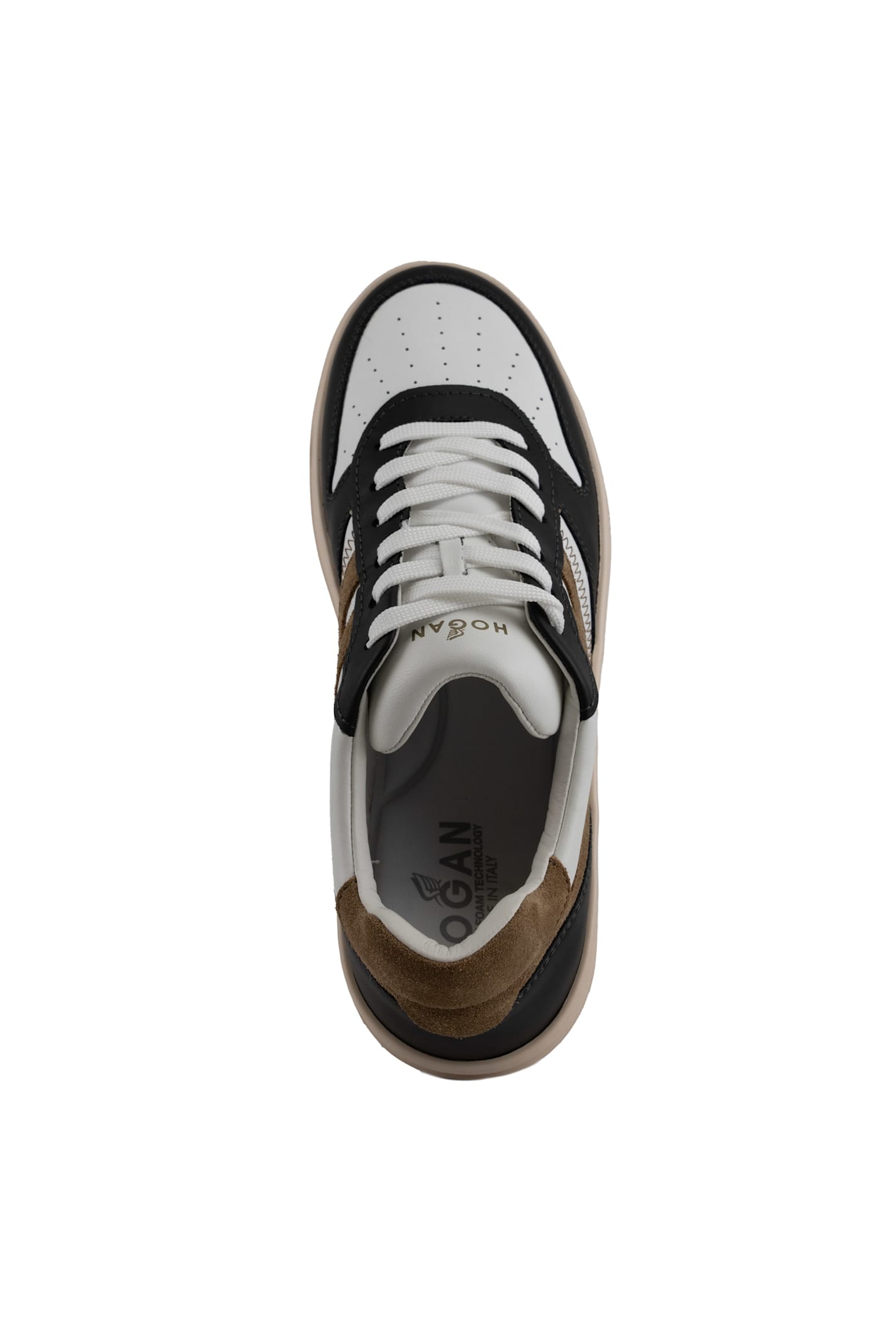 Shop Hogan H630 White Blue Sneakers In Bianco/marrone