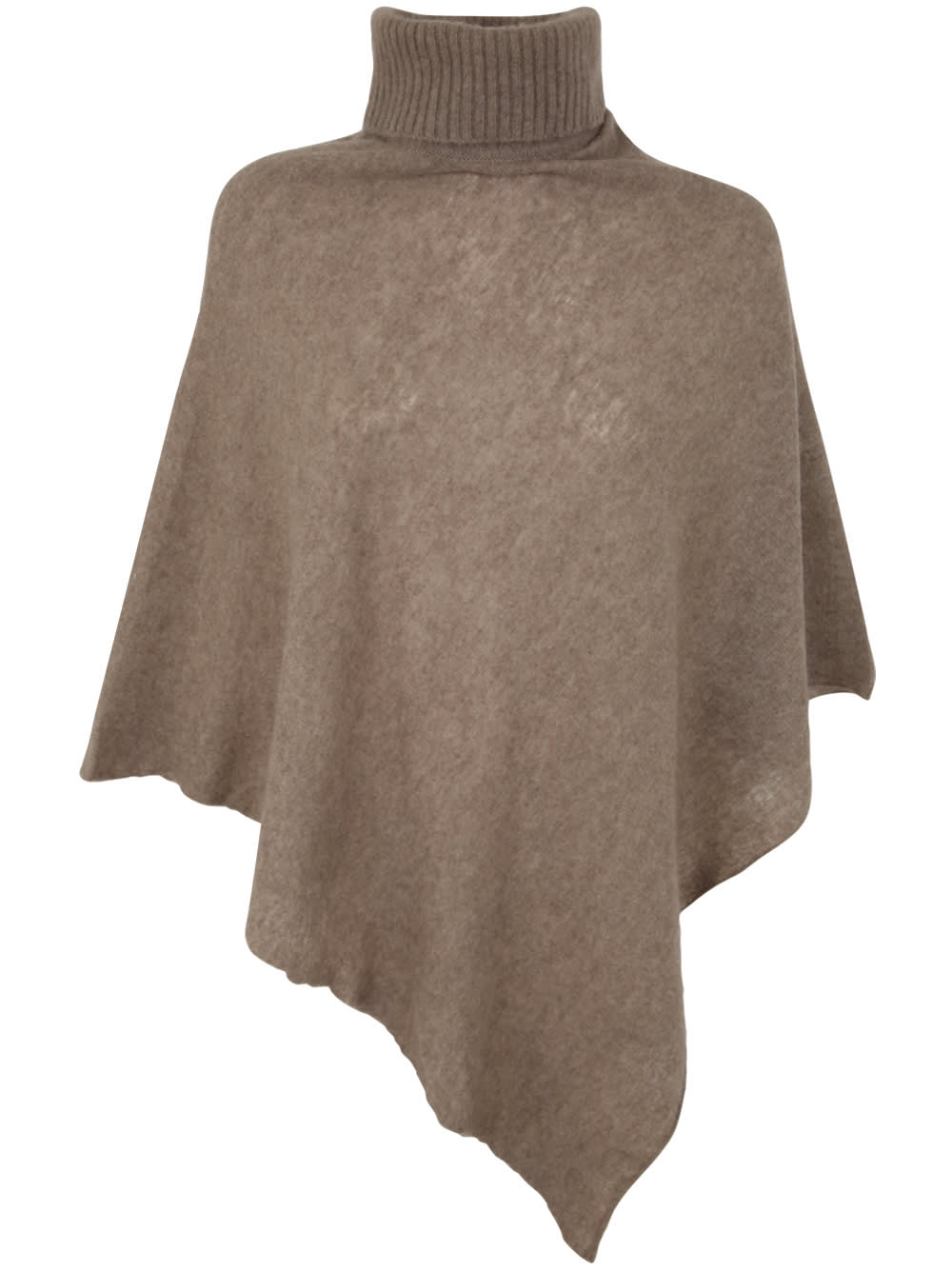 Mirror In The Sky Polo Neck Poncho In Light Coffee