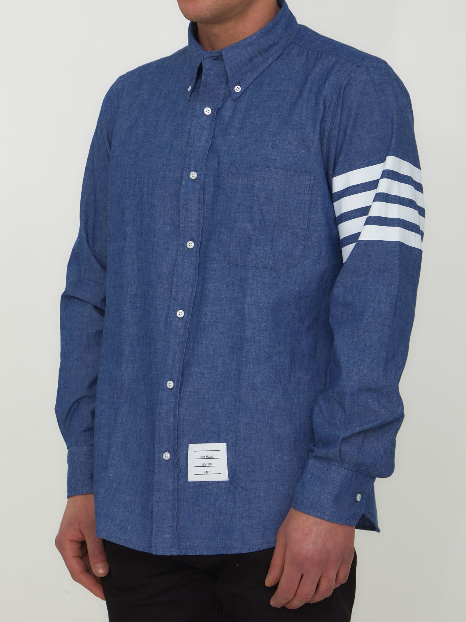 Shop Thom Browne Chambray 4-bar Shirt In 450