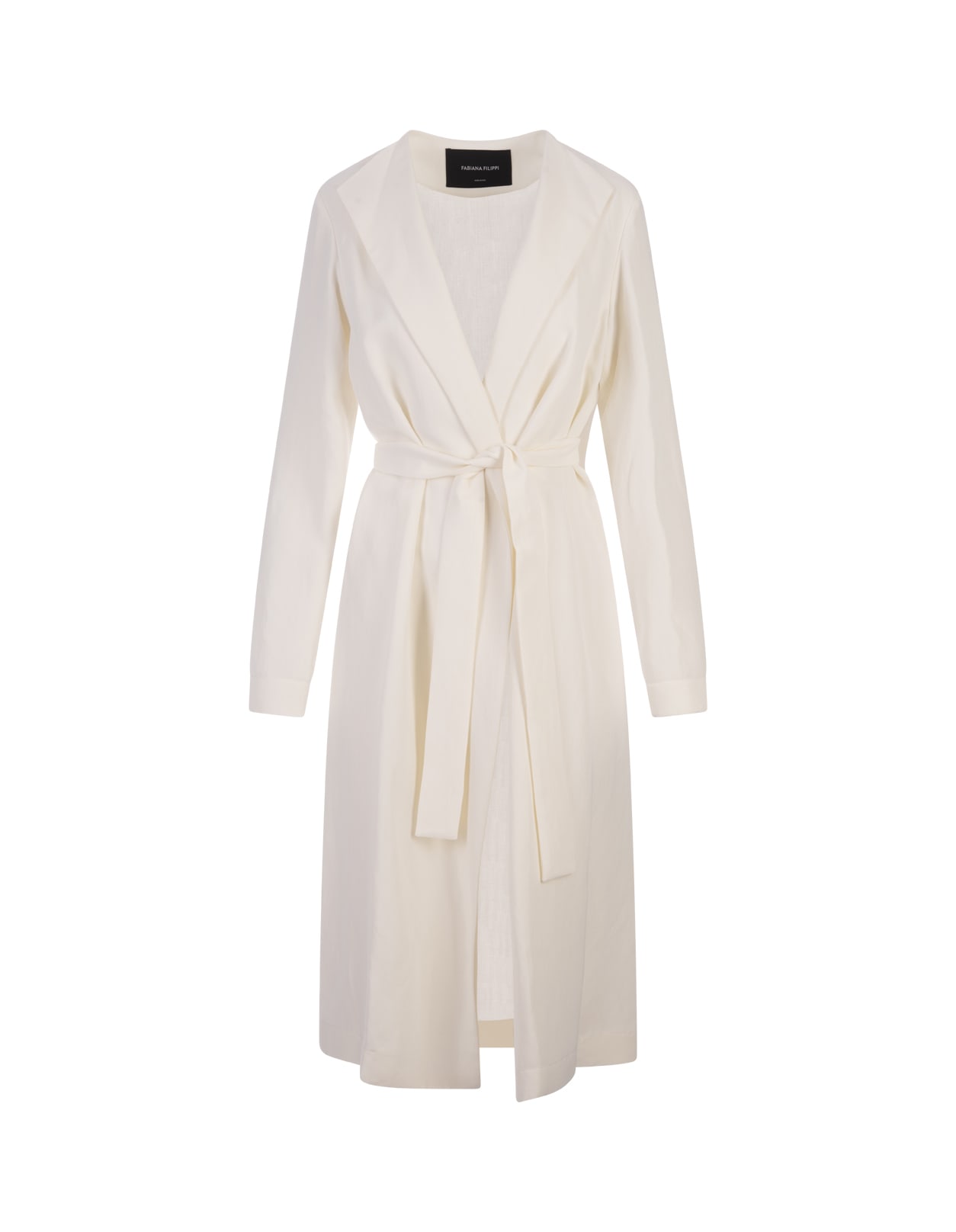 Shop Fabiana Filippi White Linen And Viscose Trench Coat