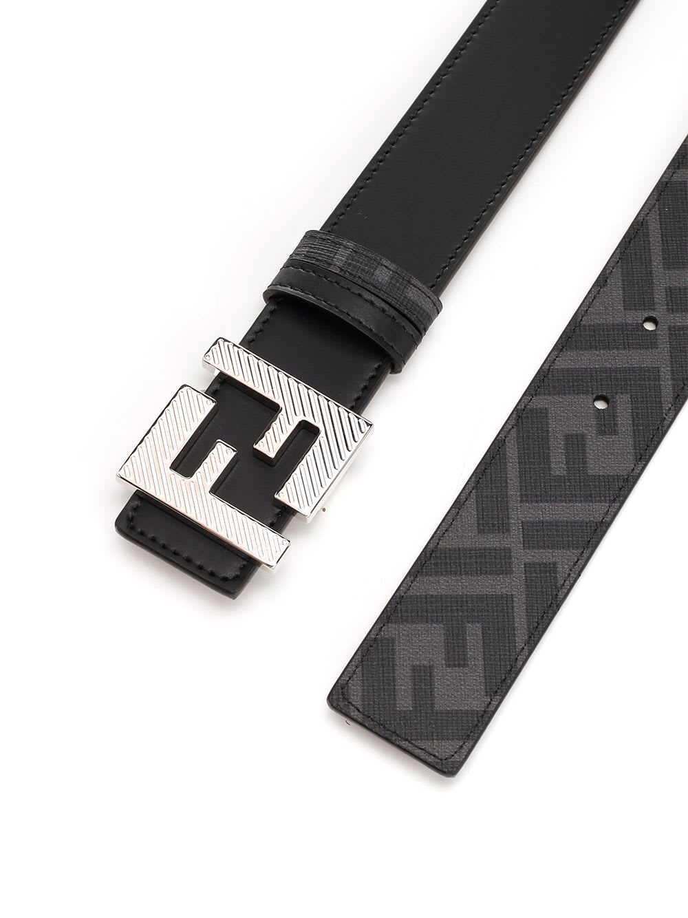 Shop Fendi Squared Ff Belt In Black