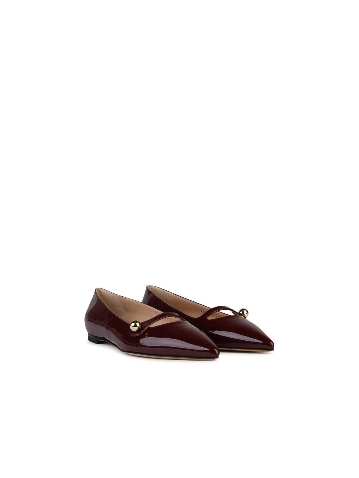 Shop Casadei Cleo Burgundy Shiny Leather Ballet Flats In Bordeaux