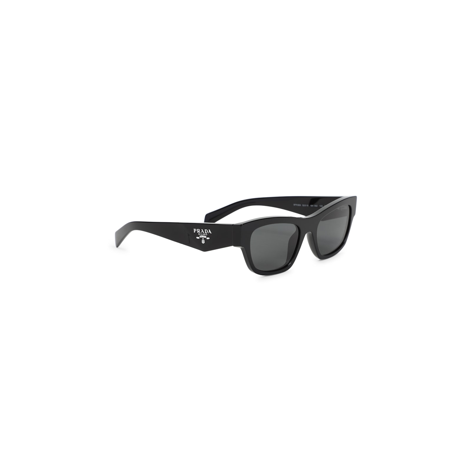 Prada Angular Black Acetate Sunglasses With Dark Lenses In Z Black