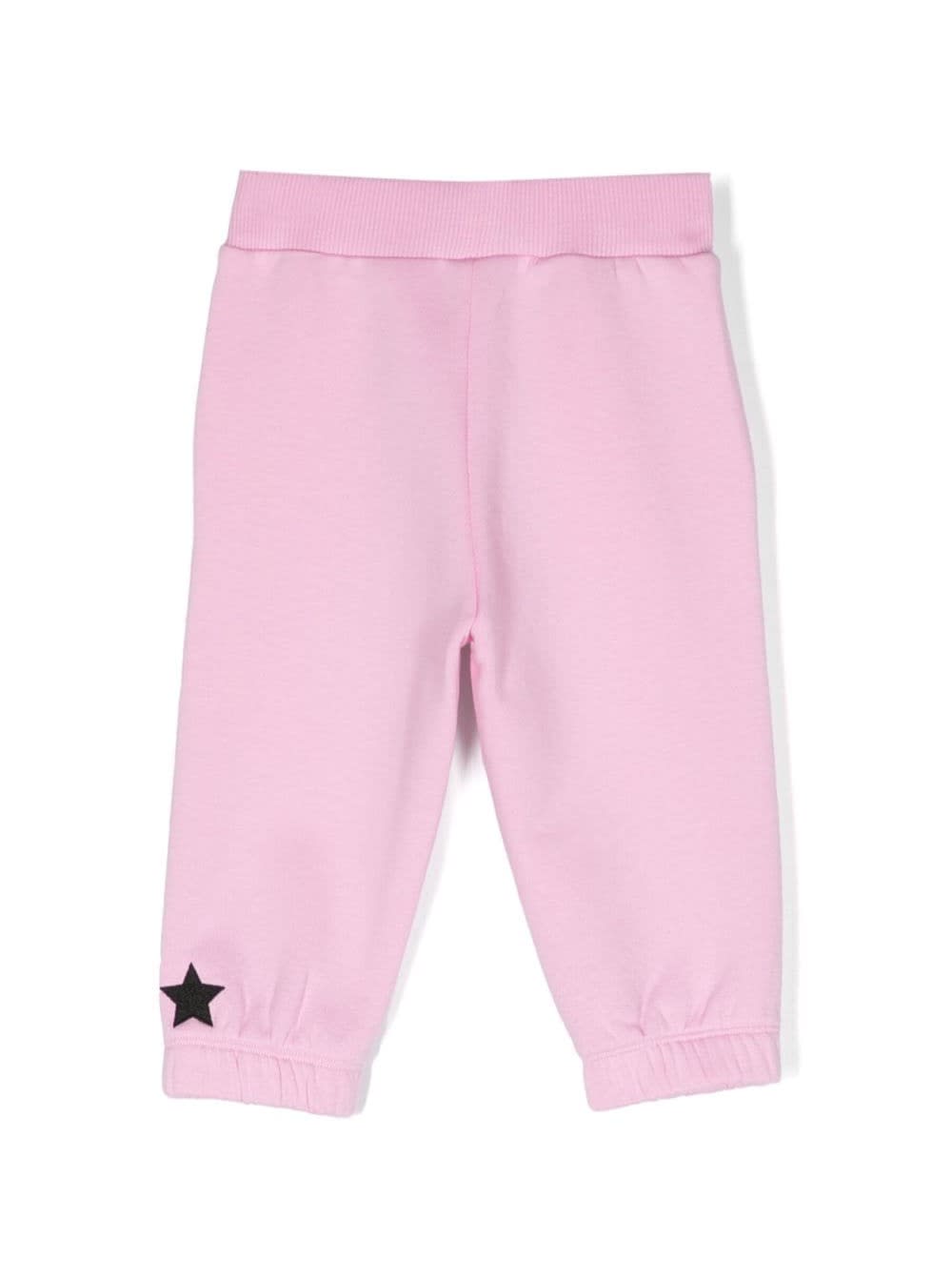 Shop Chiara Ferragni Pink Jogger Pants With Logo Patch In Cotton Blend Baby