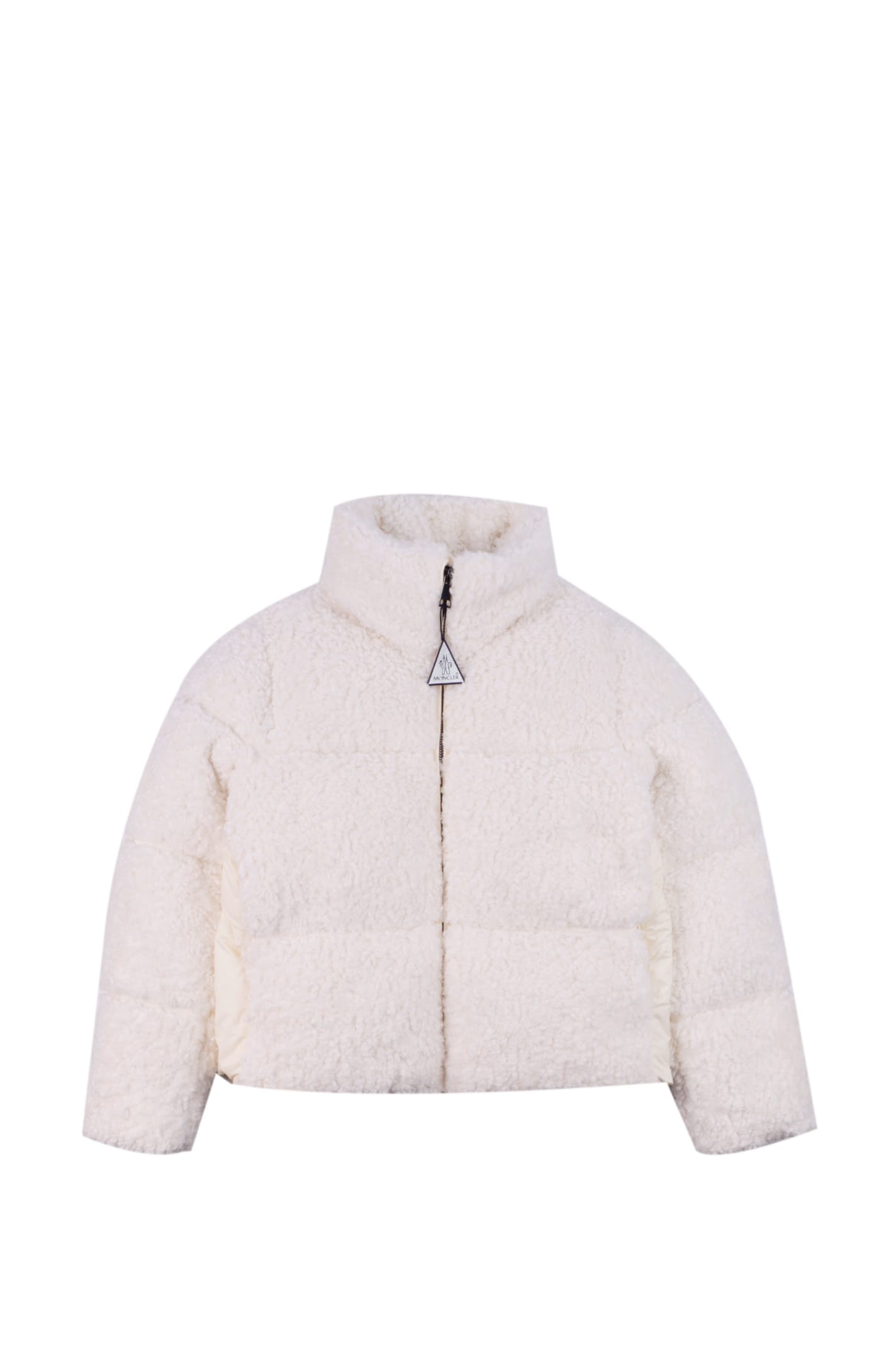 Moncler Kids' Teddy Effect Fleece Down Jacket In White