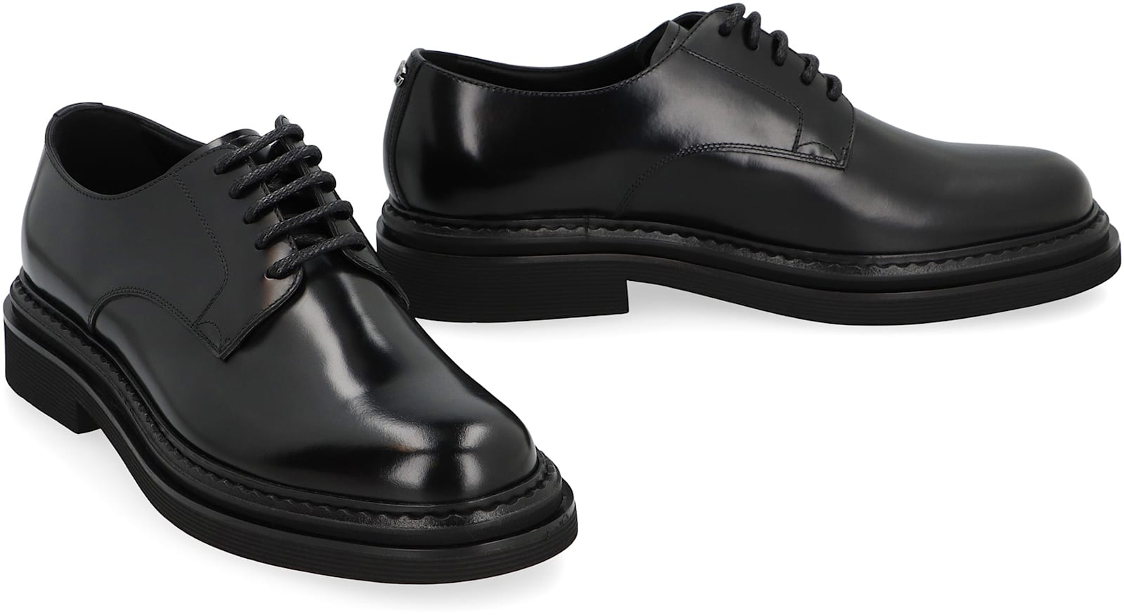 Dolce & Gabbana Black Leather Derby Shoes In Black