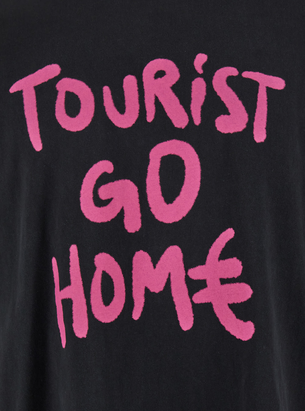 44 Label Group Tourist Black Crewneck T-shirt With Maxi Print On Front And Rear In Cotton Man In Black