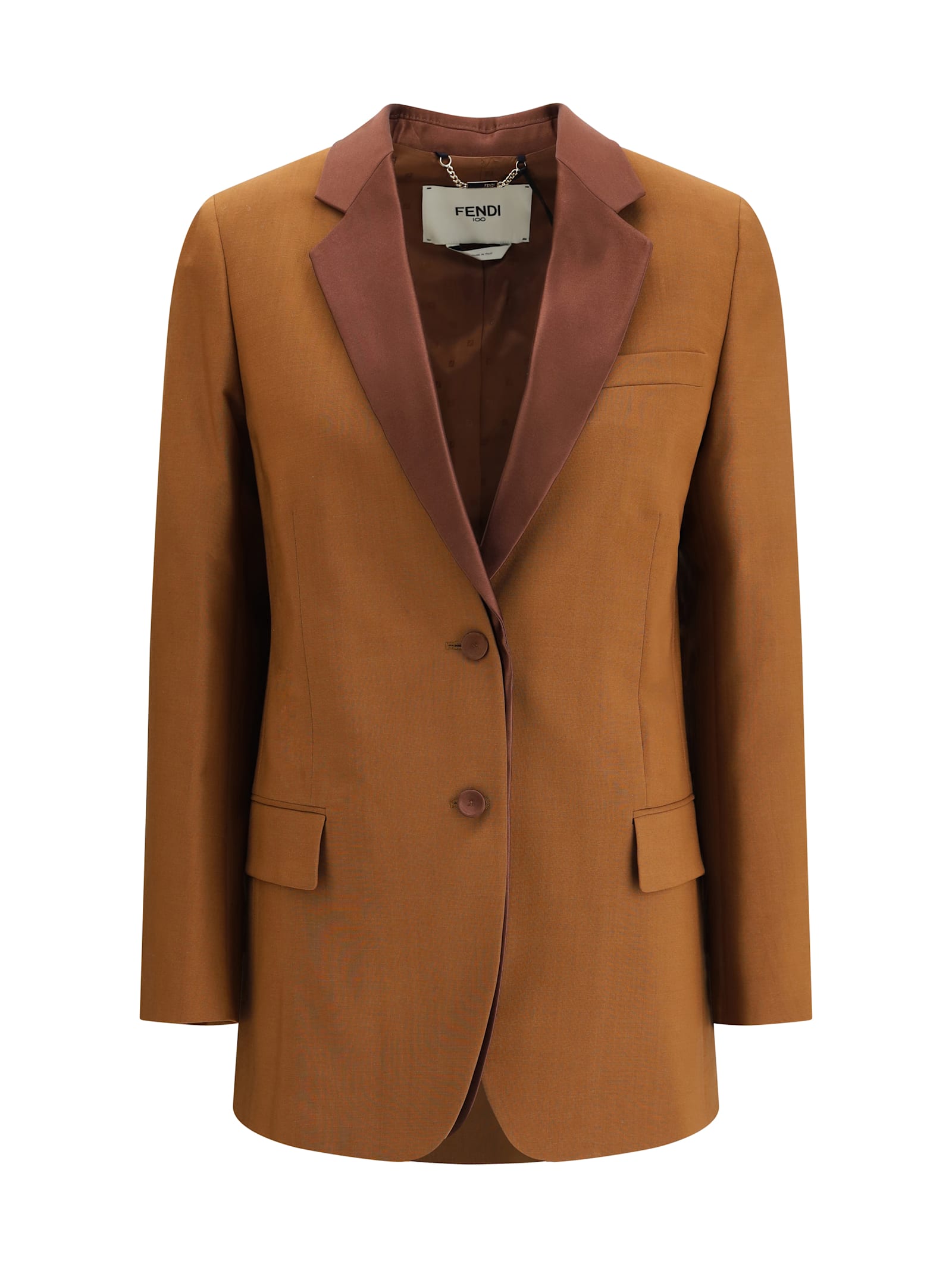 Fendi Wool And Mohair Blazer In Brown