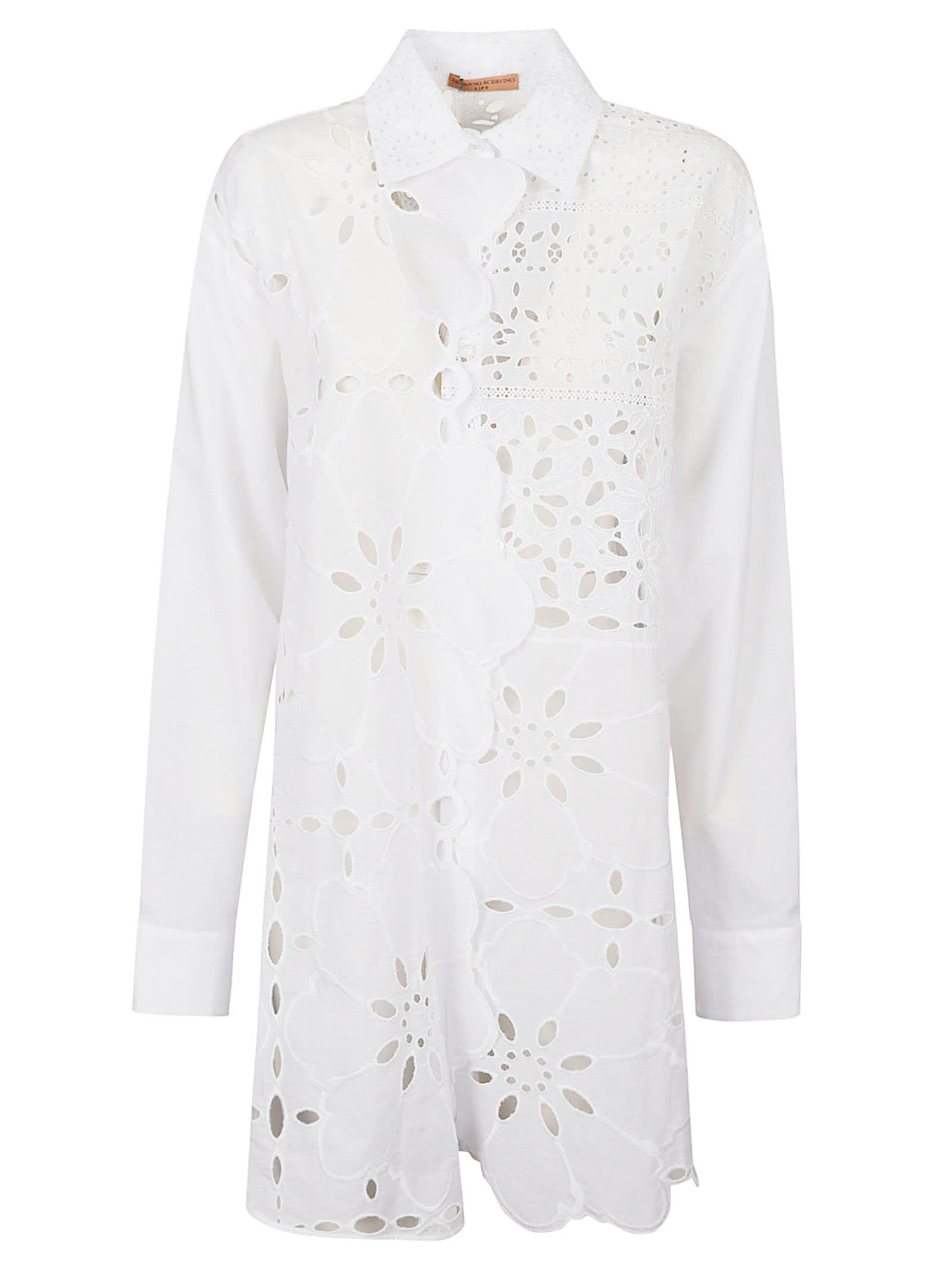 Shop Ermanno Scervino Floral Long Shirt In White