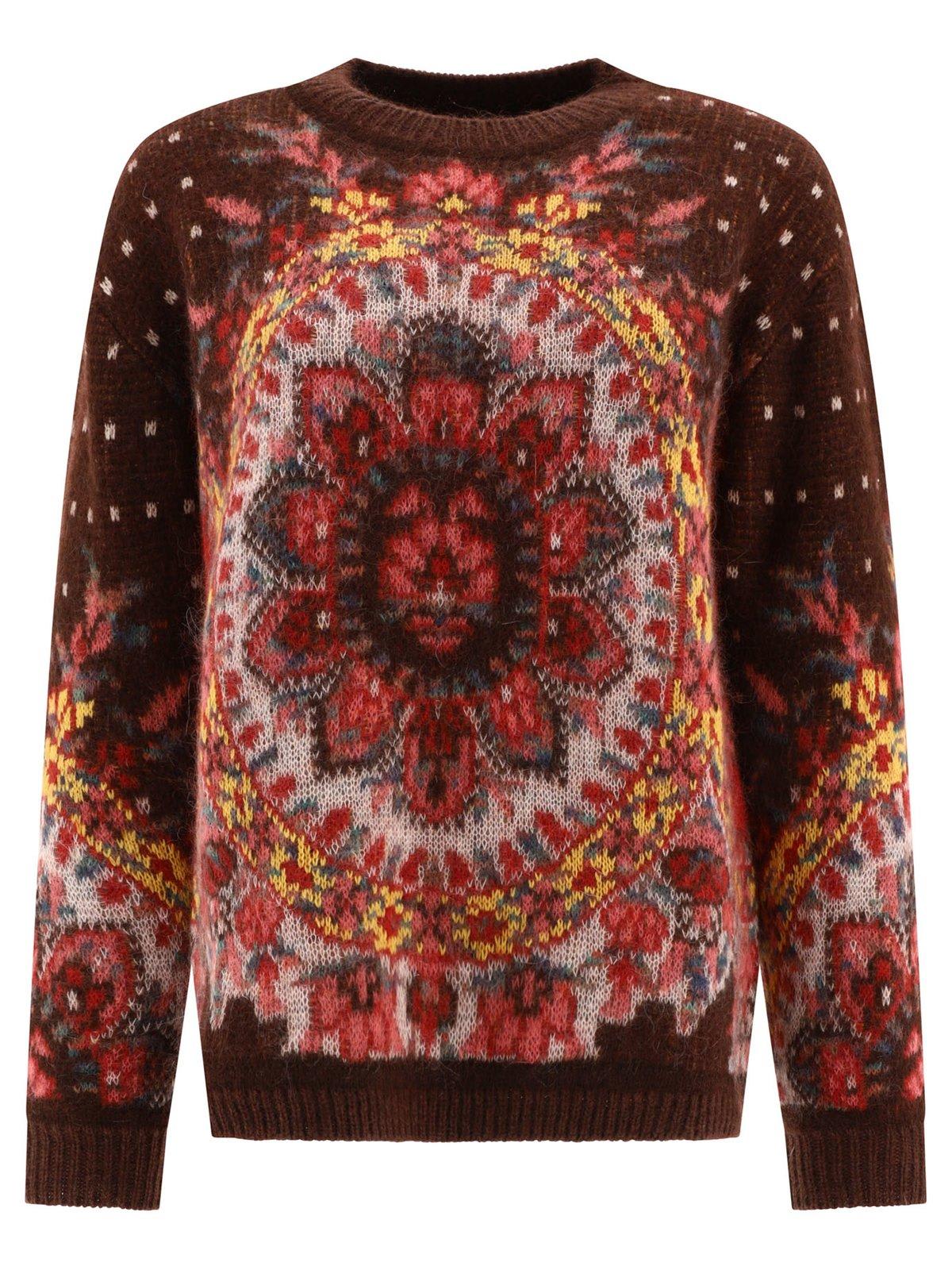 ETRO PATTERN PRINTED CREWNECK KNITTED JUMPER