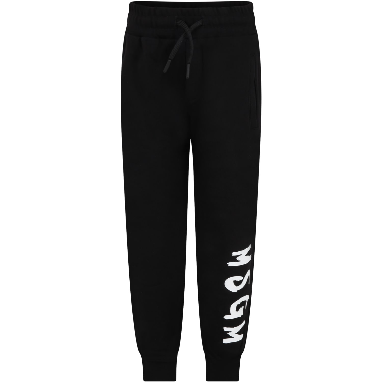 MSGM Black Sweatpant For Kids With Logo